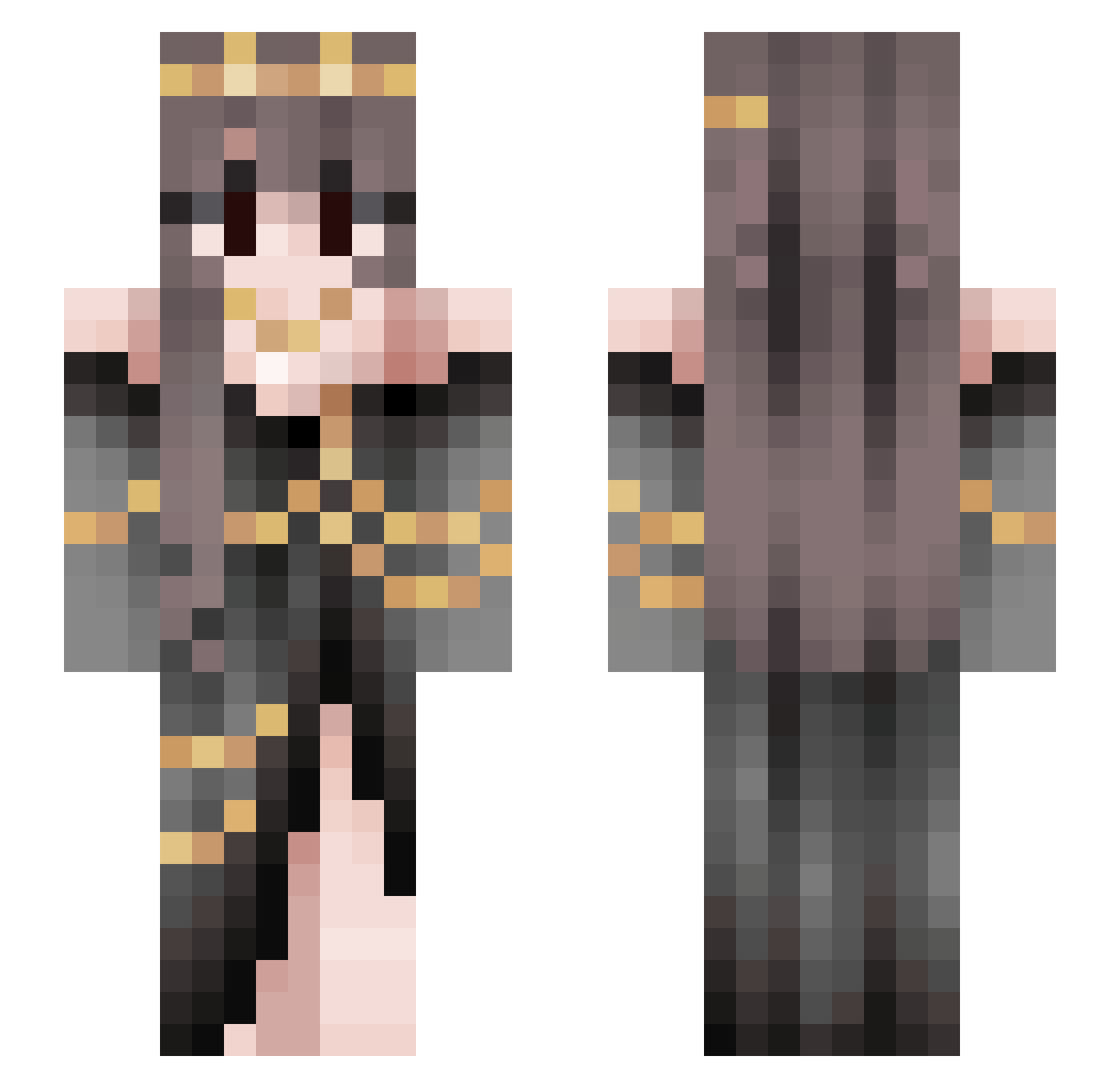 Ak4nekatsu Minecraft skin, front and back view