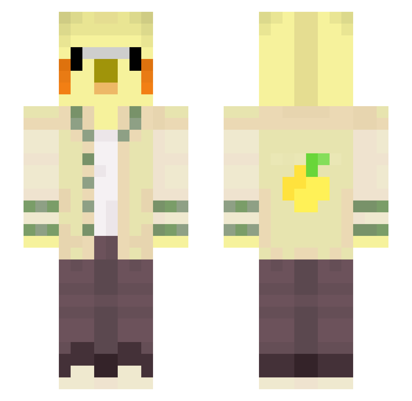 ChewyG Minecraft skin, front and back view