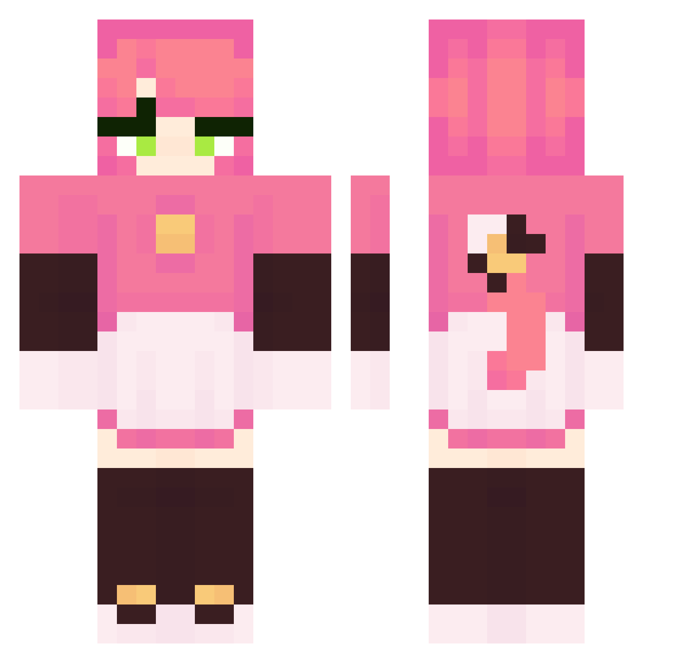 Bottoxic Minecraft skin, front and back view