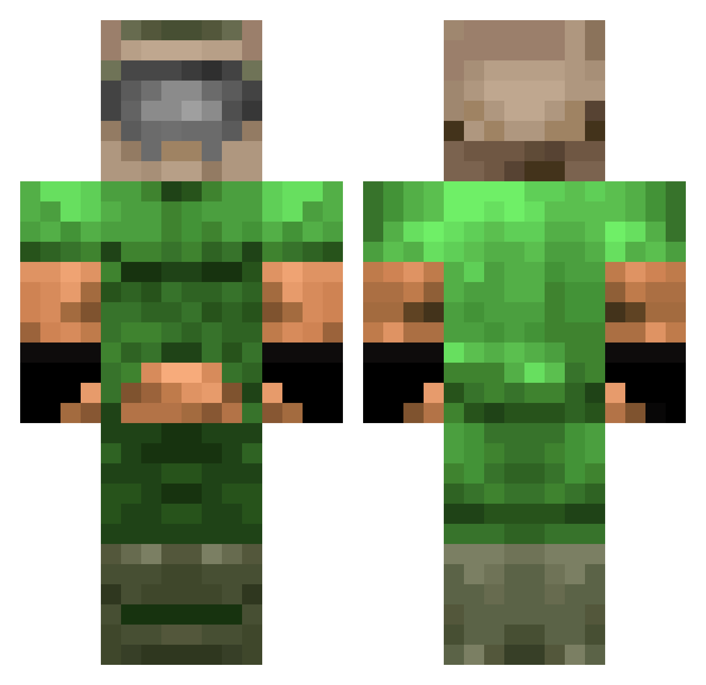 Cyberwez Minecraft skin, front and back view