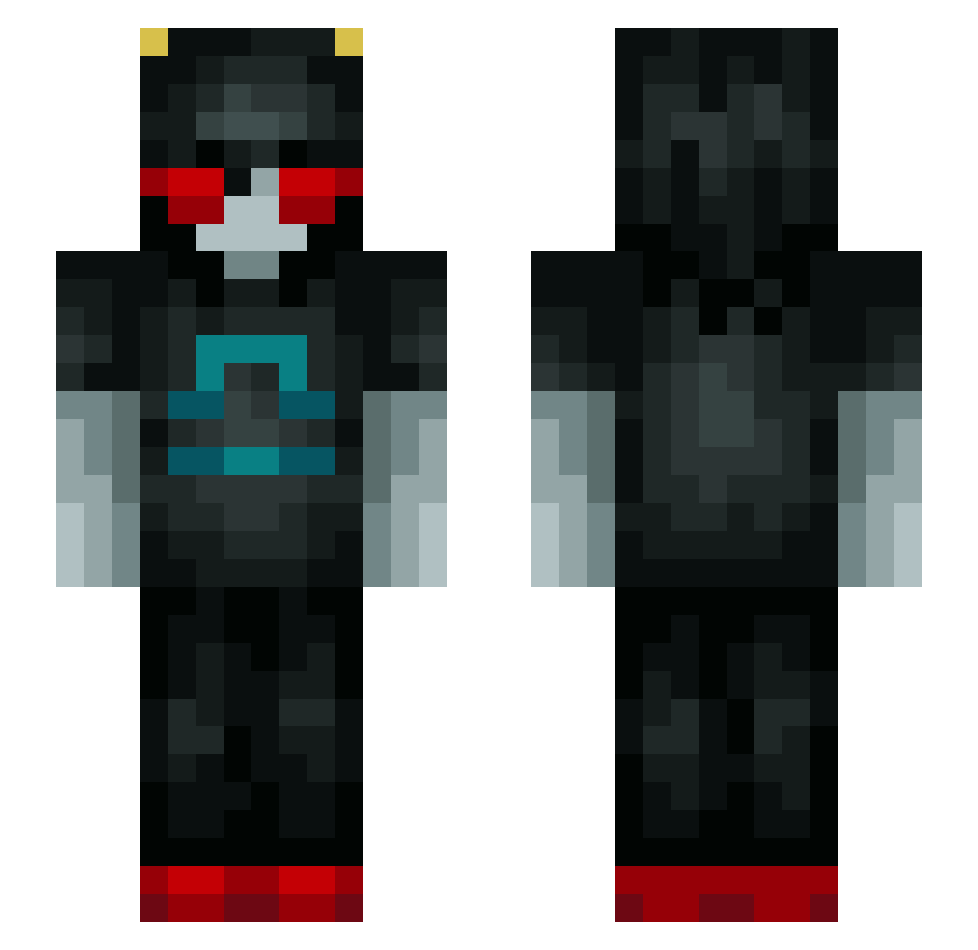 YOT3R Minecraft skin, front and back view