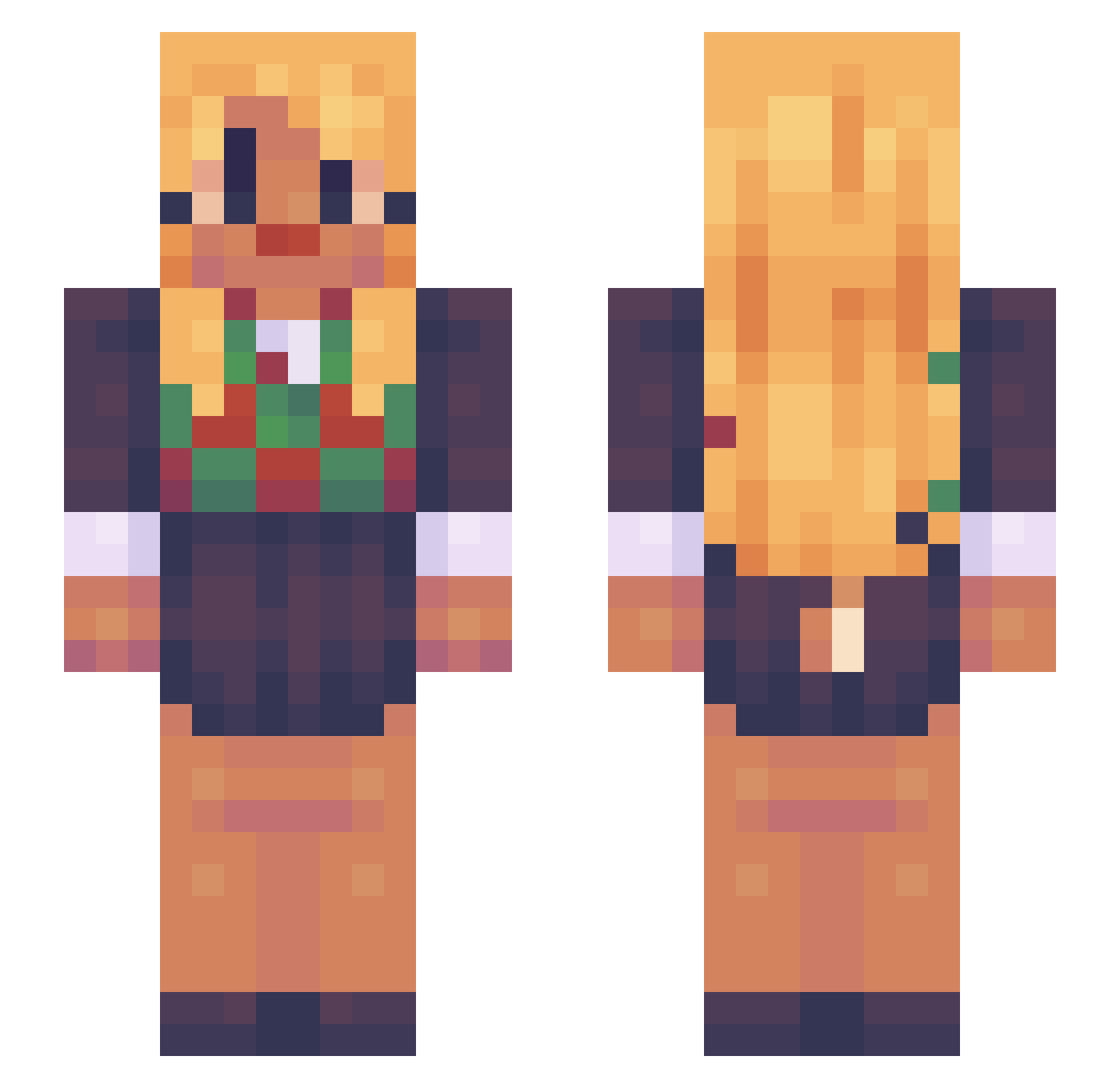 Vortexer Minecraft skin, front and back view
