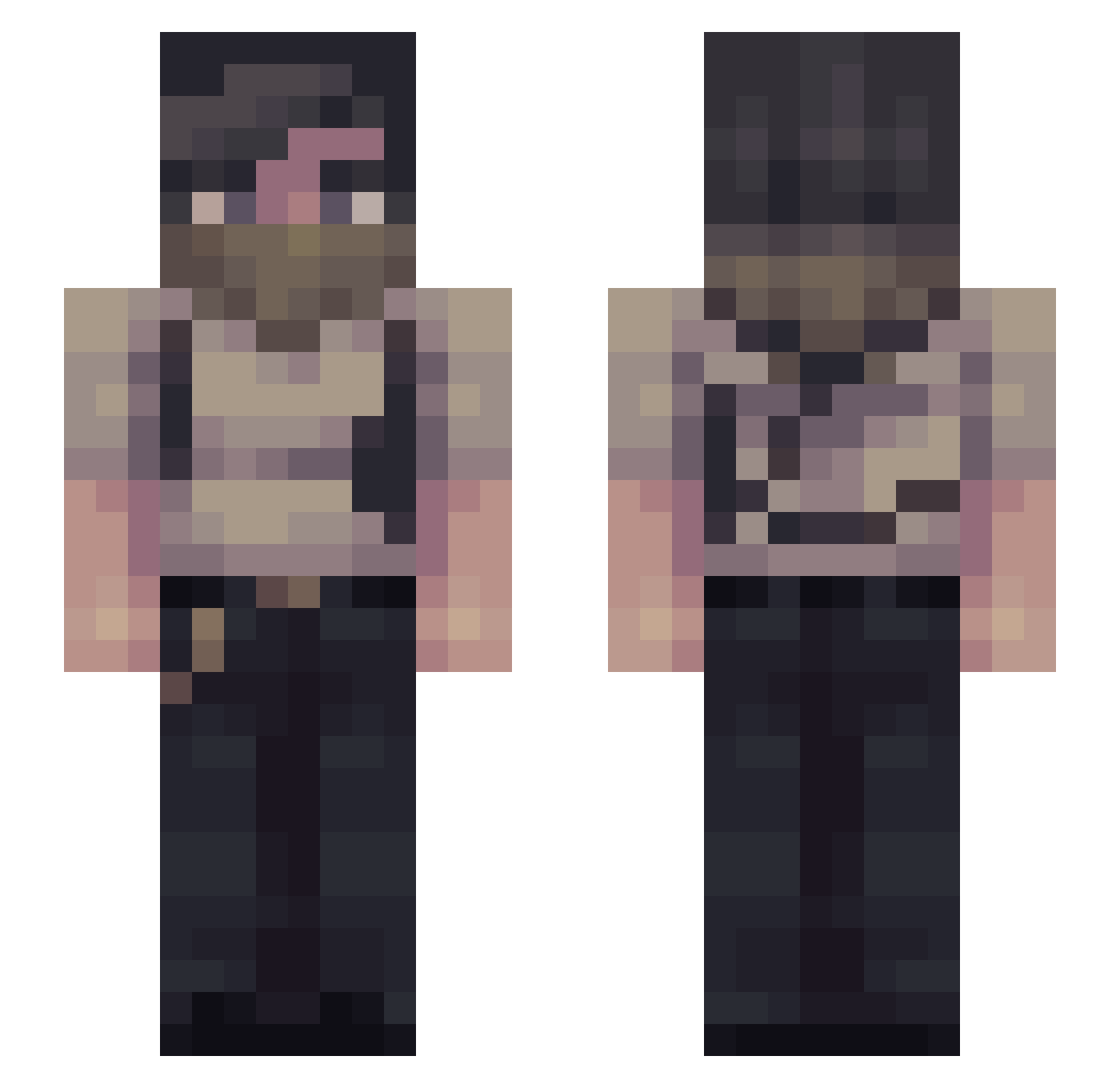 Curiousjams Minecraft skin, front and back view