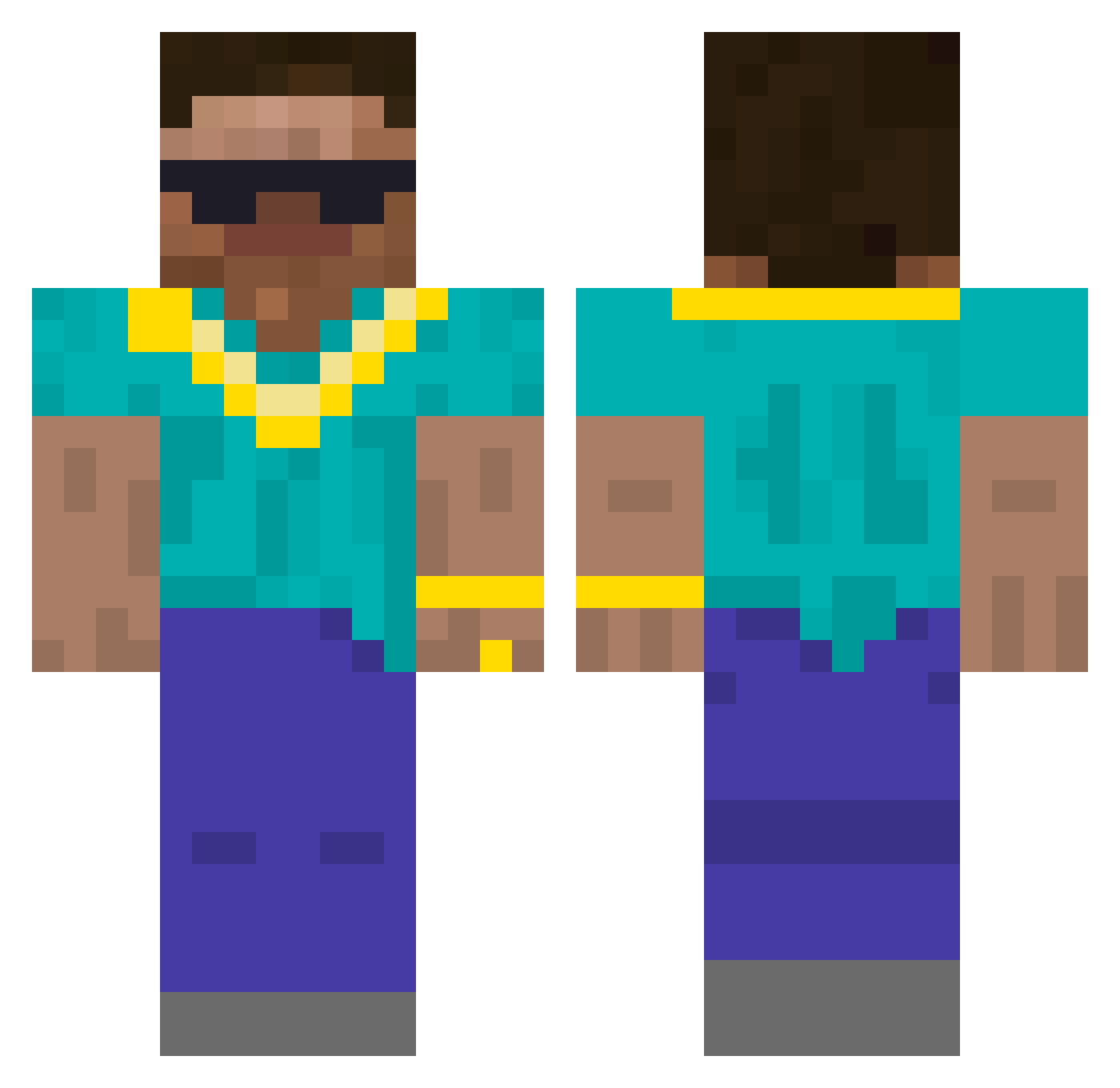 Virtive Minecraft skin, front and back view