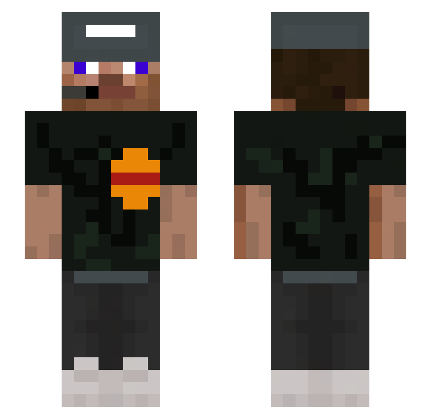 MrrMelon Minecraft skin, front and back view