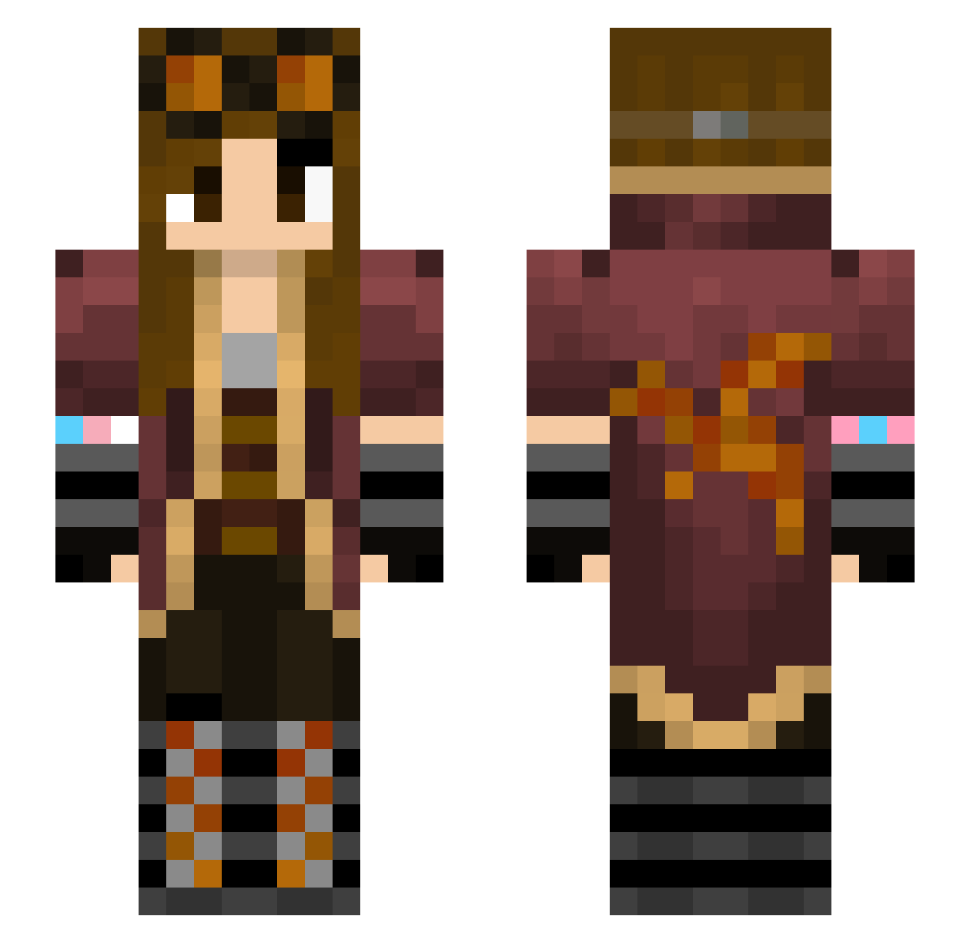 Nifty3665 Minecraft skin, front and back view