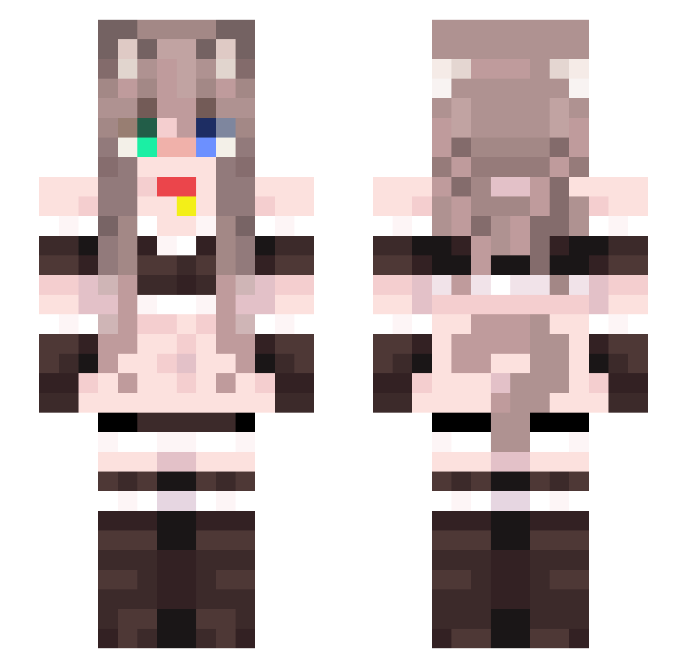 dogstickles Minecraft skin, front and back view