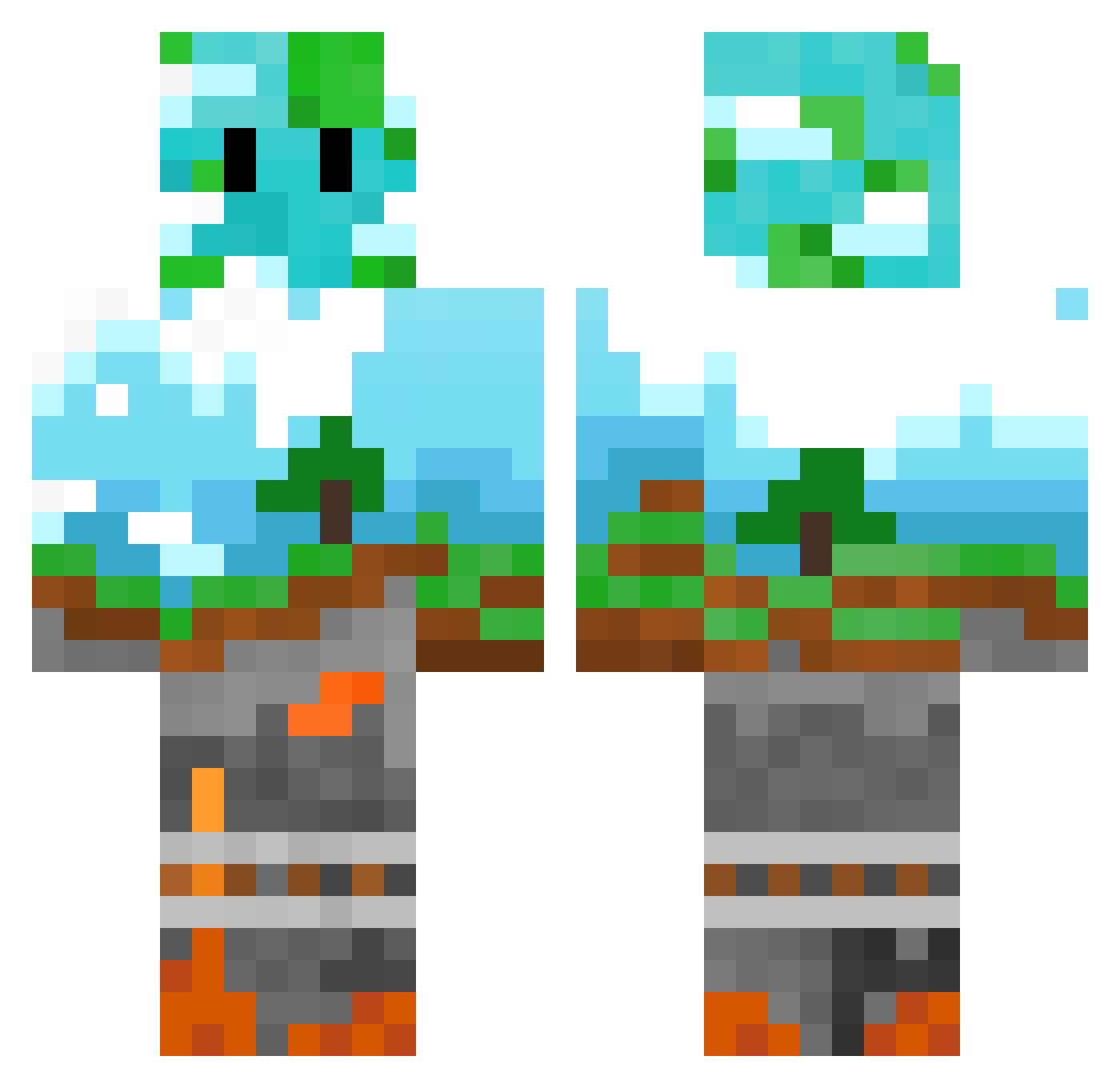 Aligjael Minecraft skin, front and back view