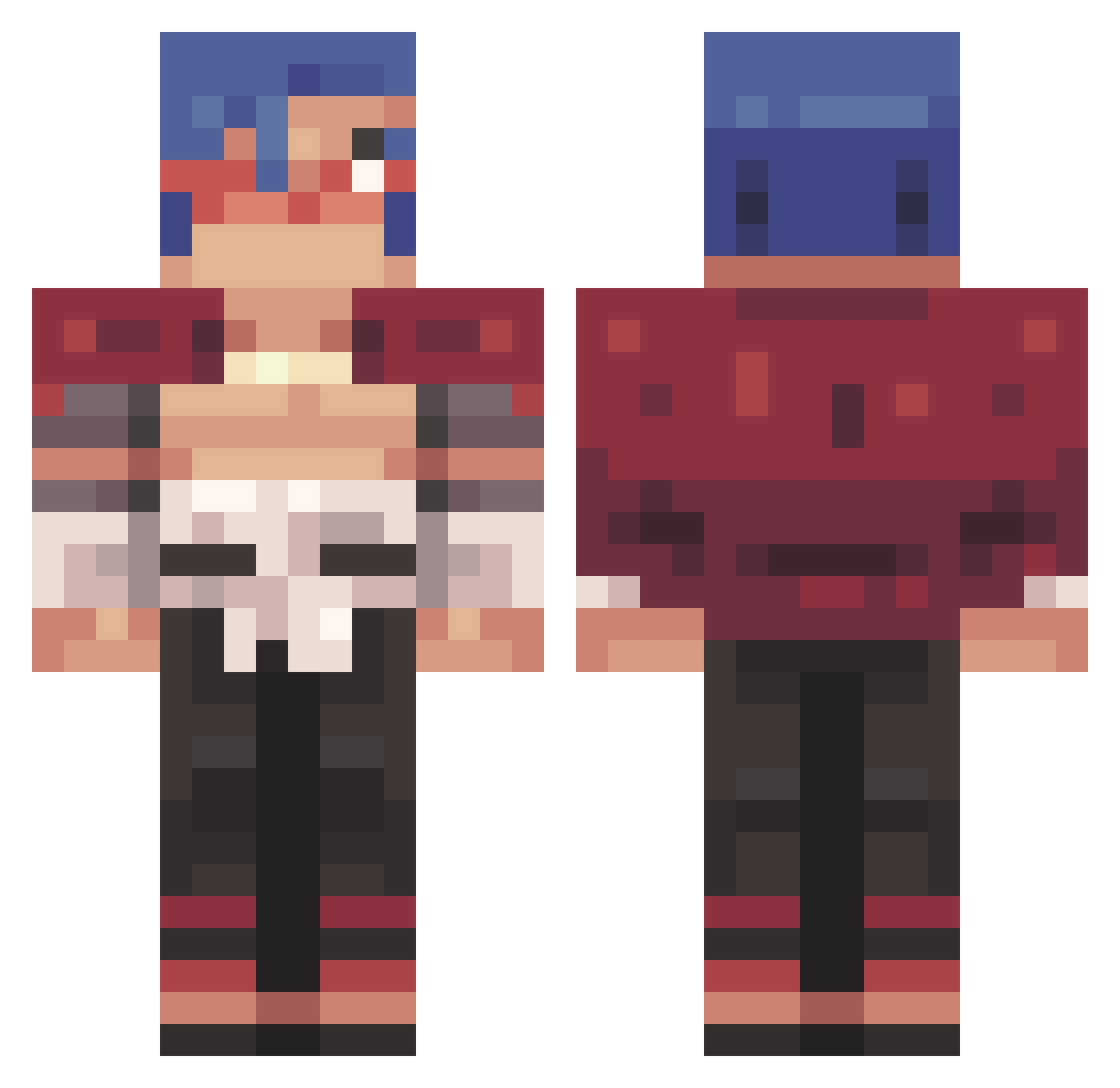 TaFeedRoom_ Minecraft skin, front and back view