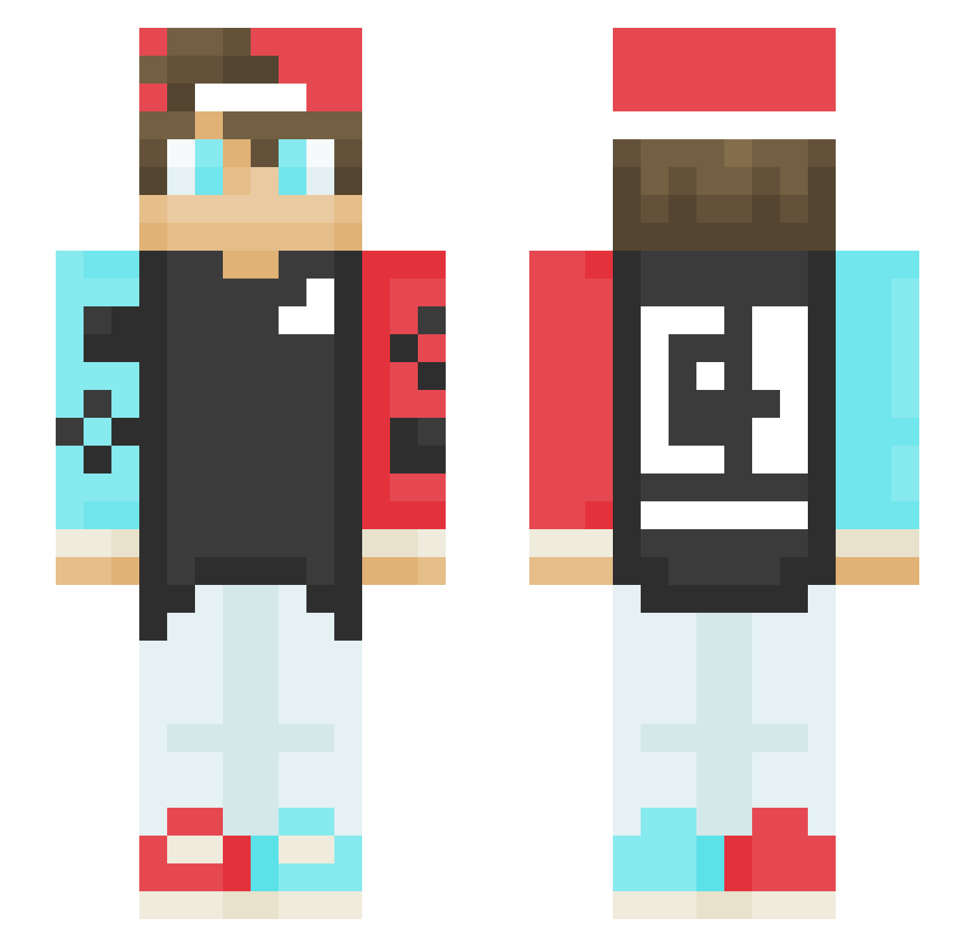 MaroonMerchant Minecraft skin, front and back view
