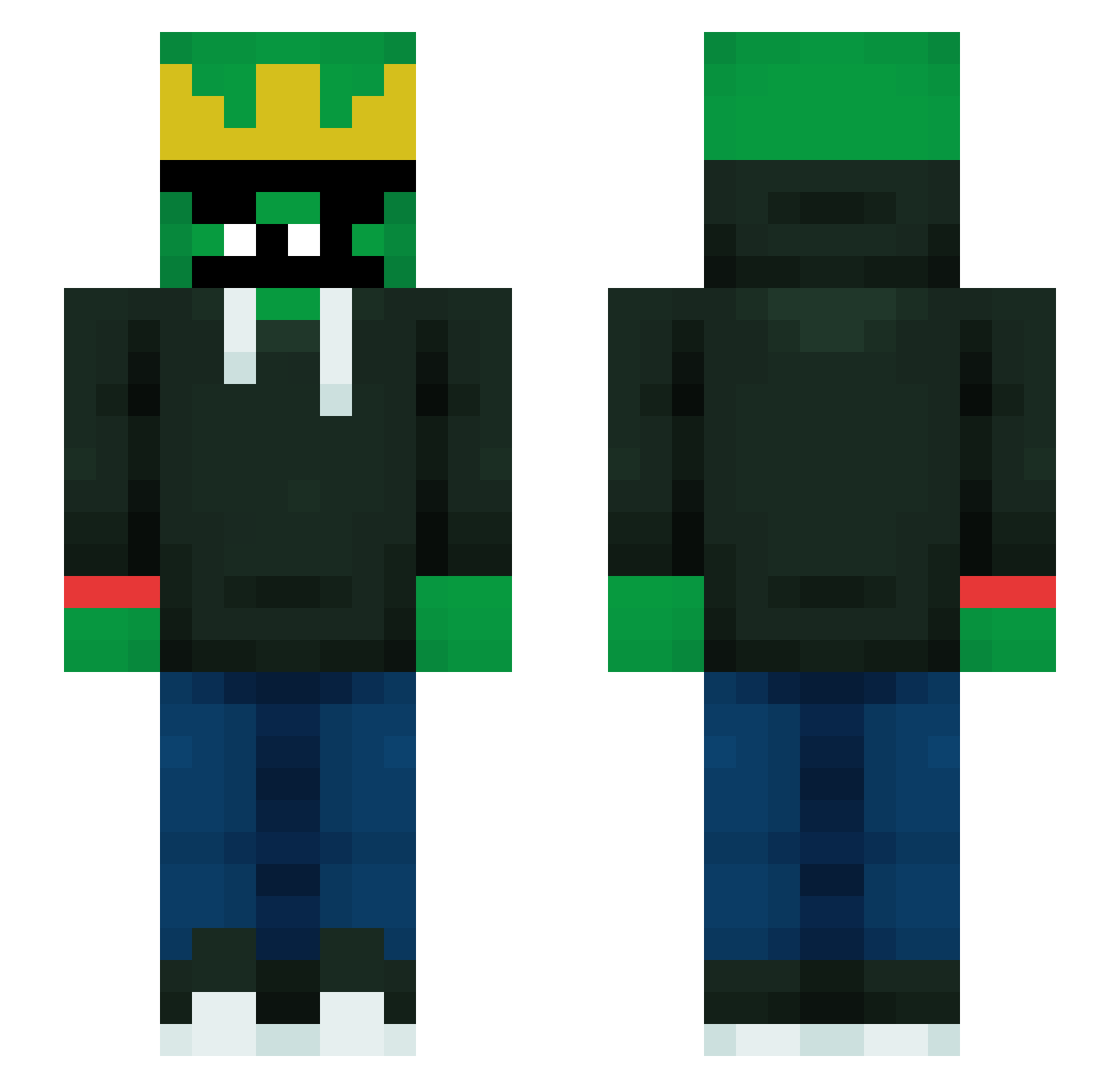 CMitts Minecraft skin, front and back view