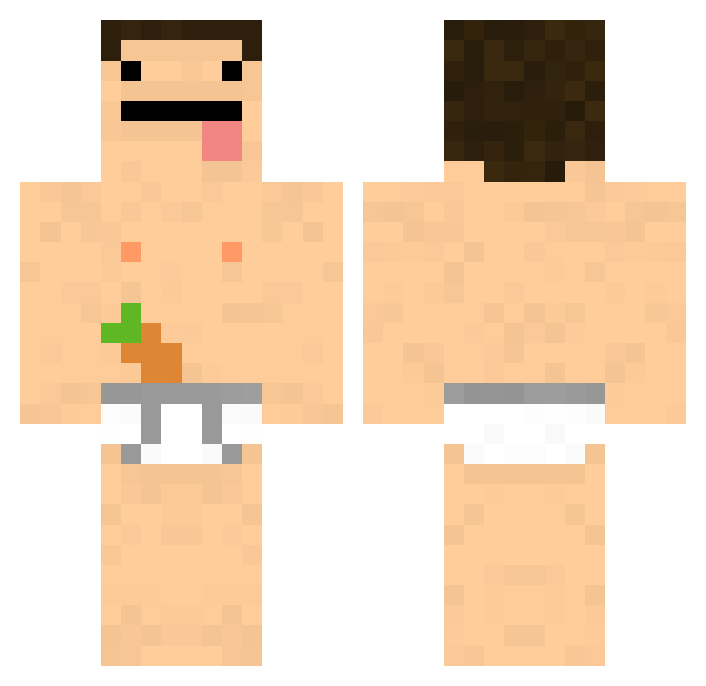 MoreUmph Minecraft skin, front and back view