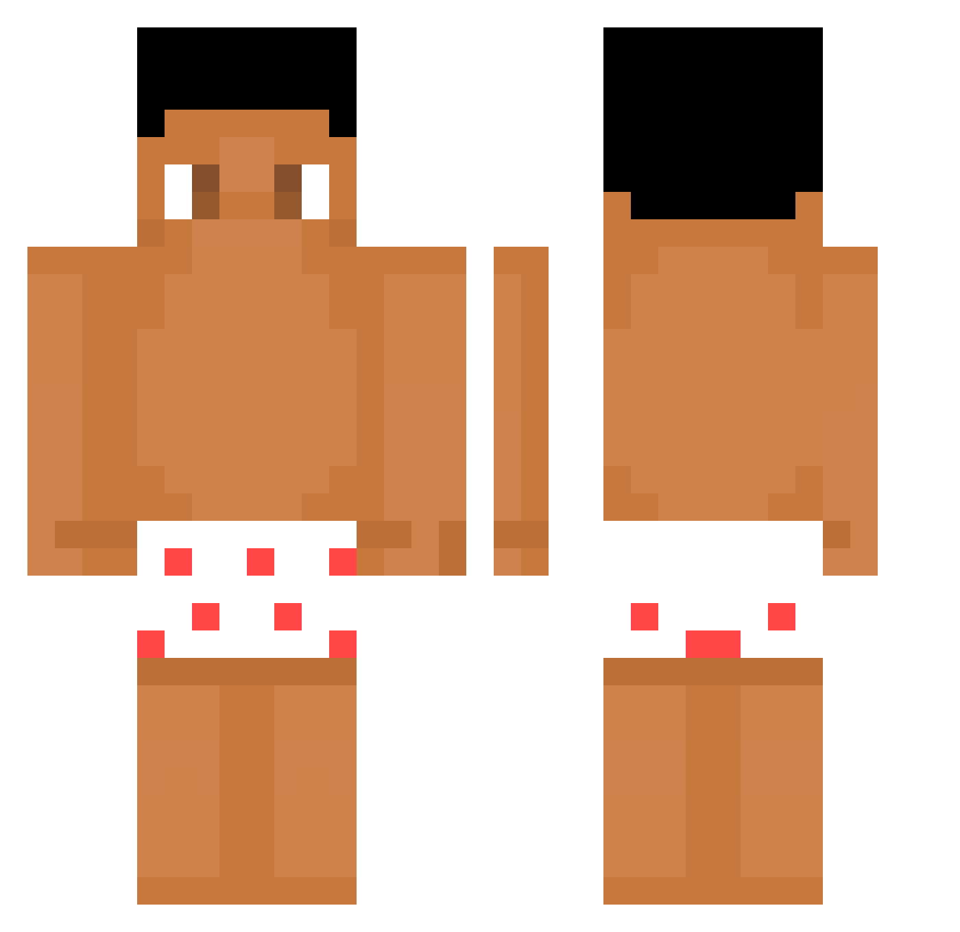 LeftNut888 Minecraft skin, front and back view