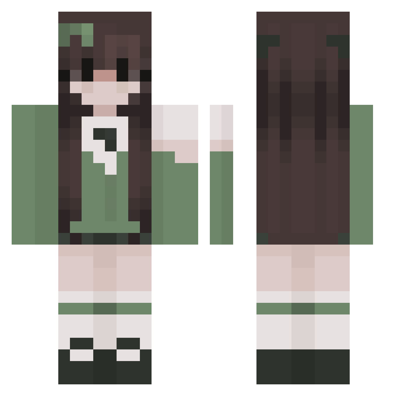 xl0ax Minecraft skin, front and back view