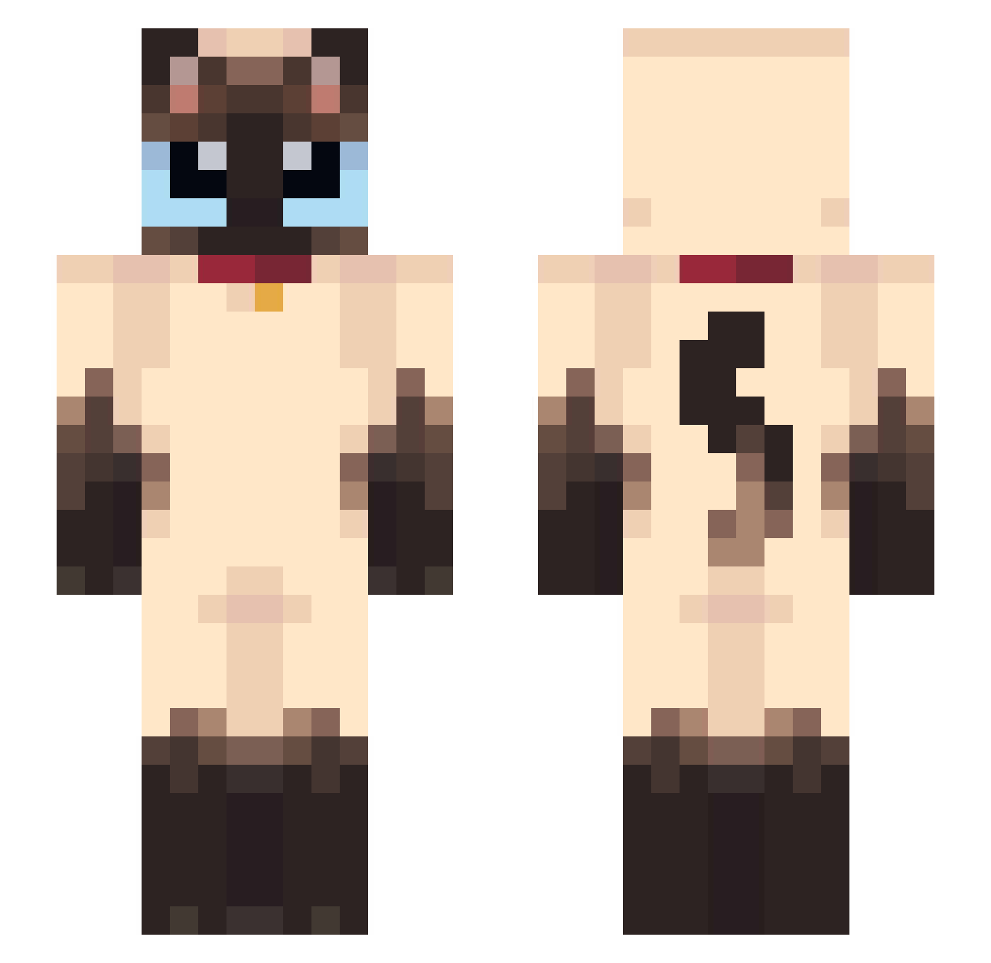 EmzyGoliat Minecraft skin, front and back view