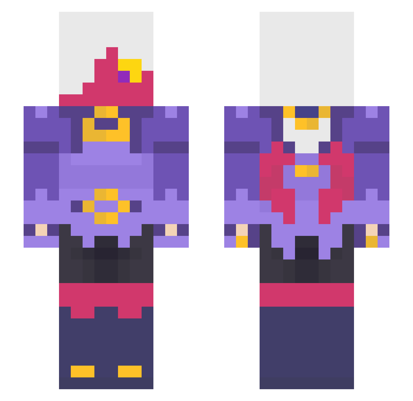 Playerzz Minecraft skin, front and back view