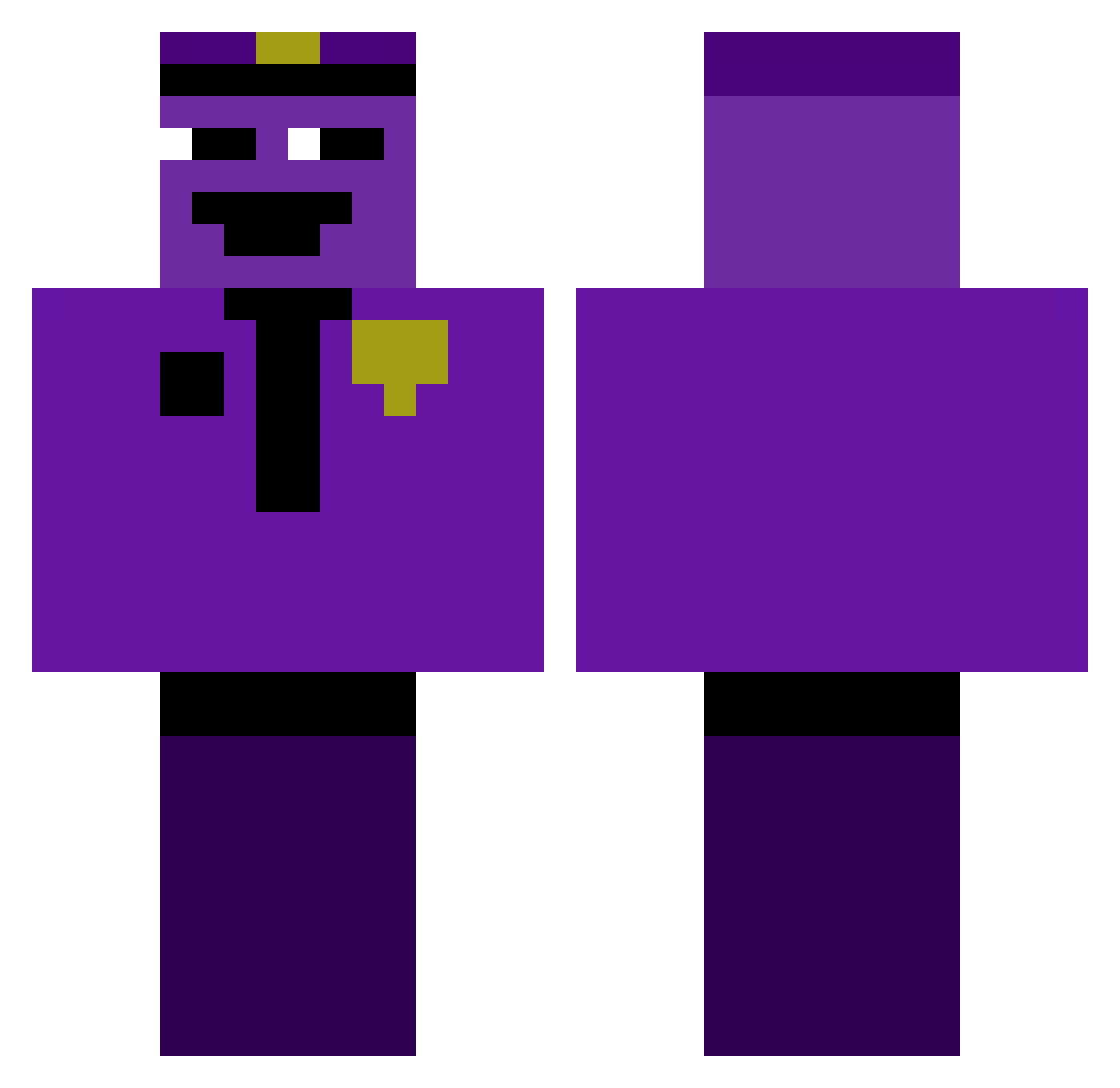 PlushieSlayer Minecraft skin, front and back view