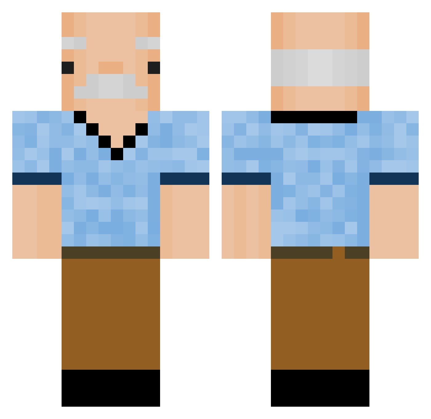 bubscher Minecraft skin, front and back view