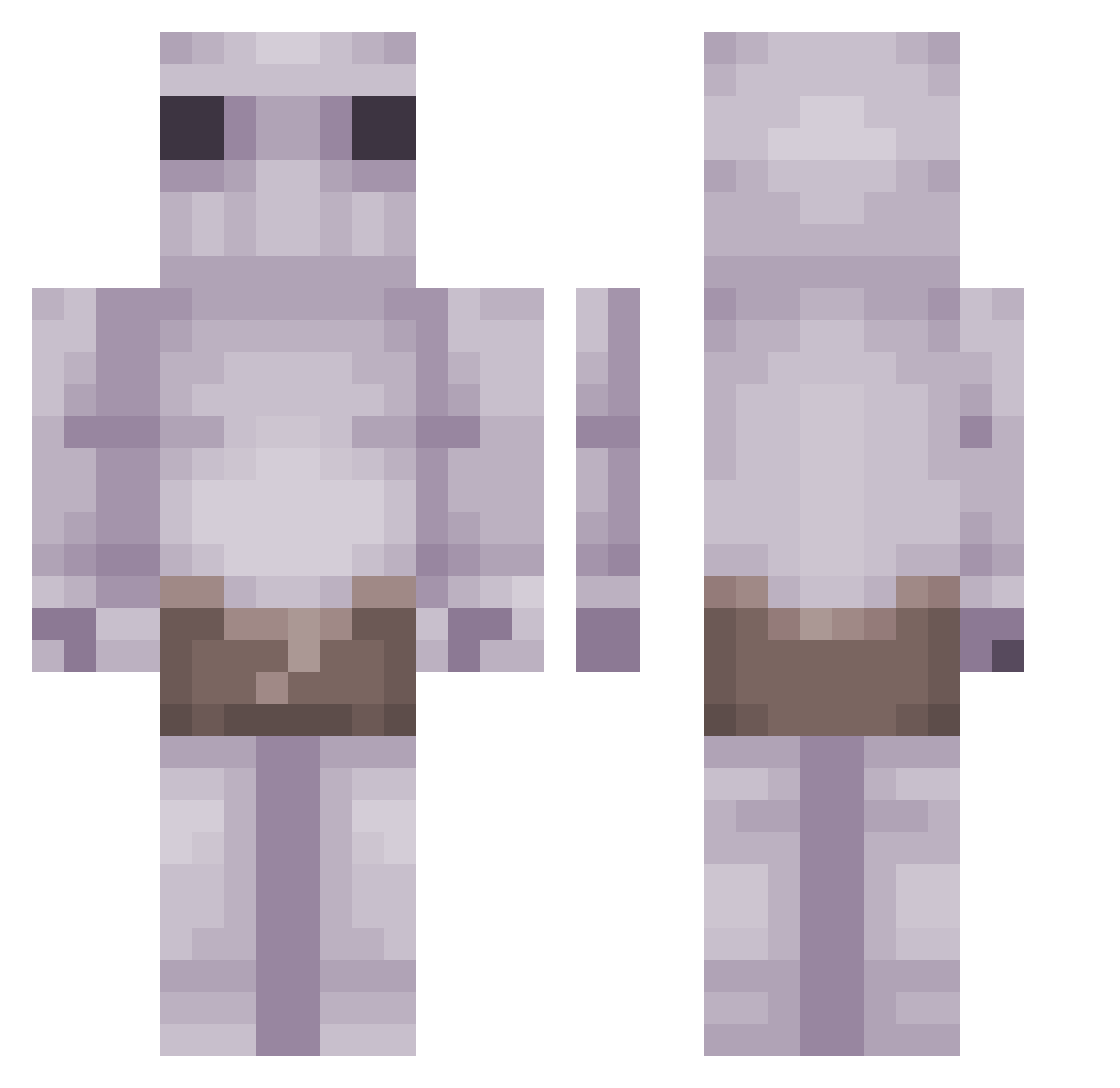 Unadroit Minecraft skin, front and back view