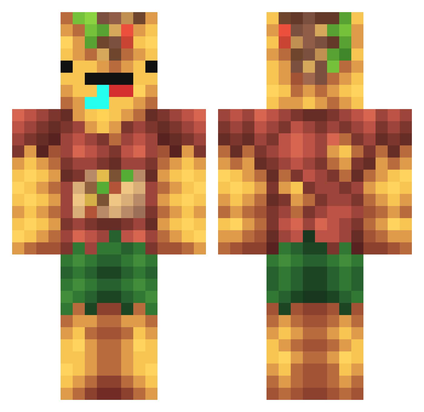 Snick3rFish Minecraft skin, front and back view