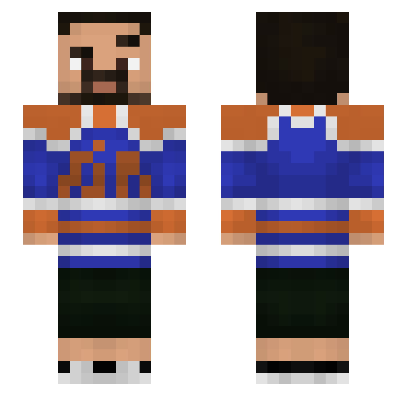 AKAdez Minecraft skin, front and back view