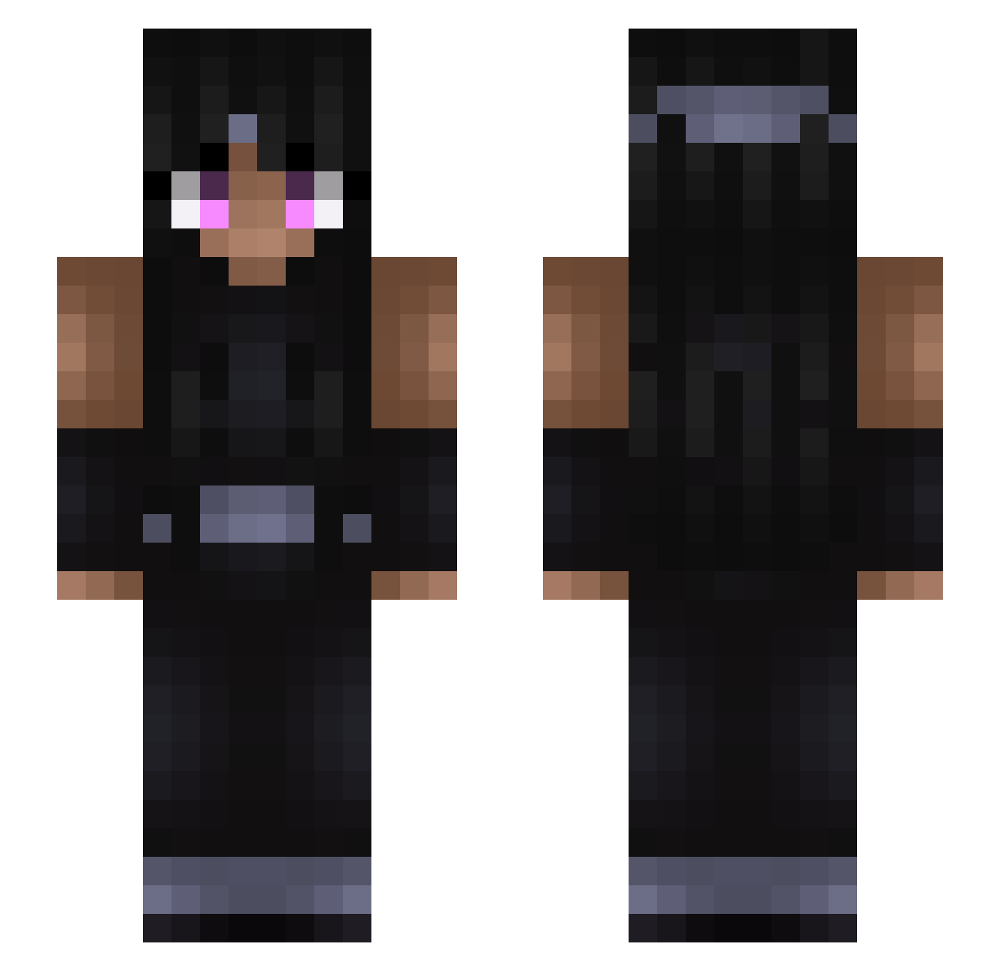 Muzaki Minecraft skin, front and back view