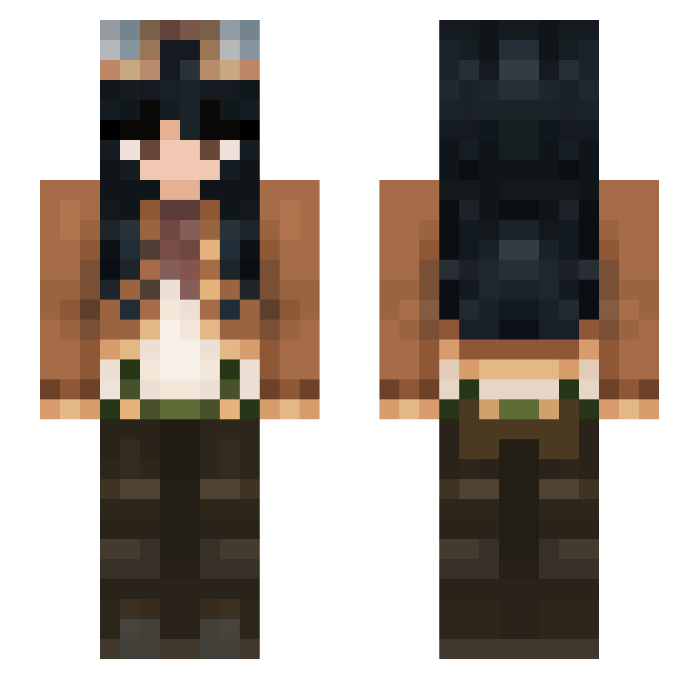 pocketspells Minecraft skin, front and back view
