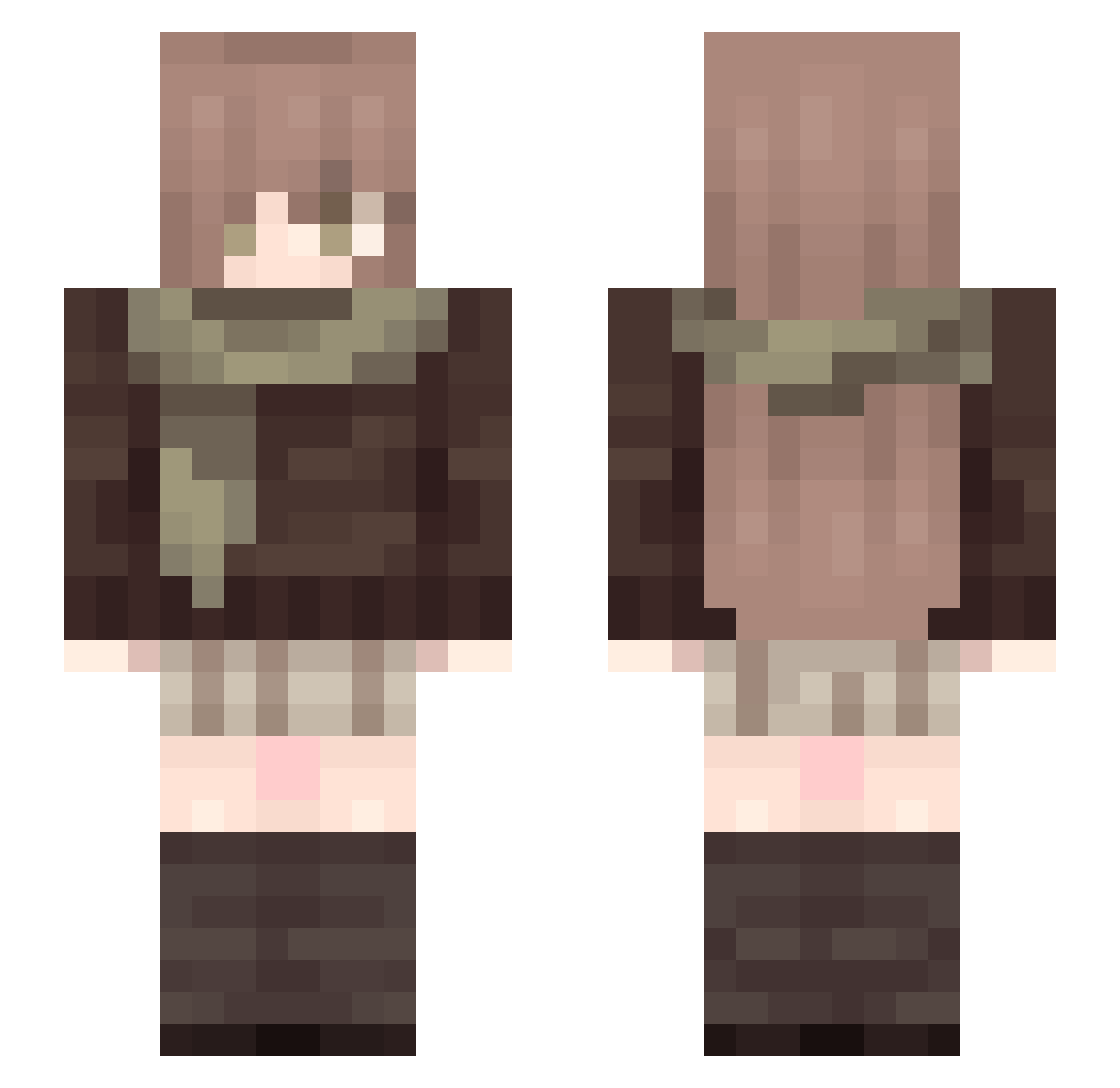 TildeArn Minecraft skin, front and back view
