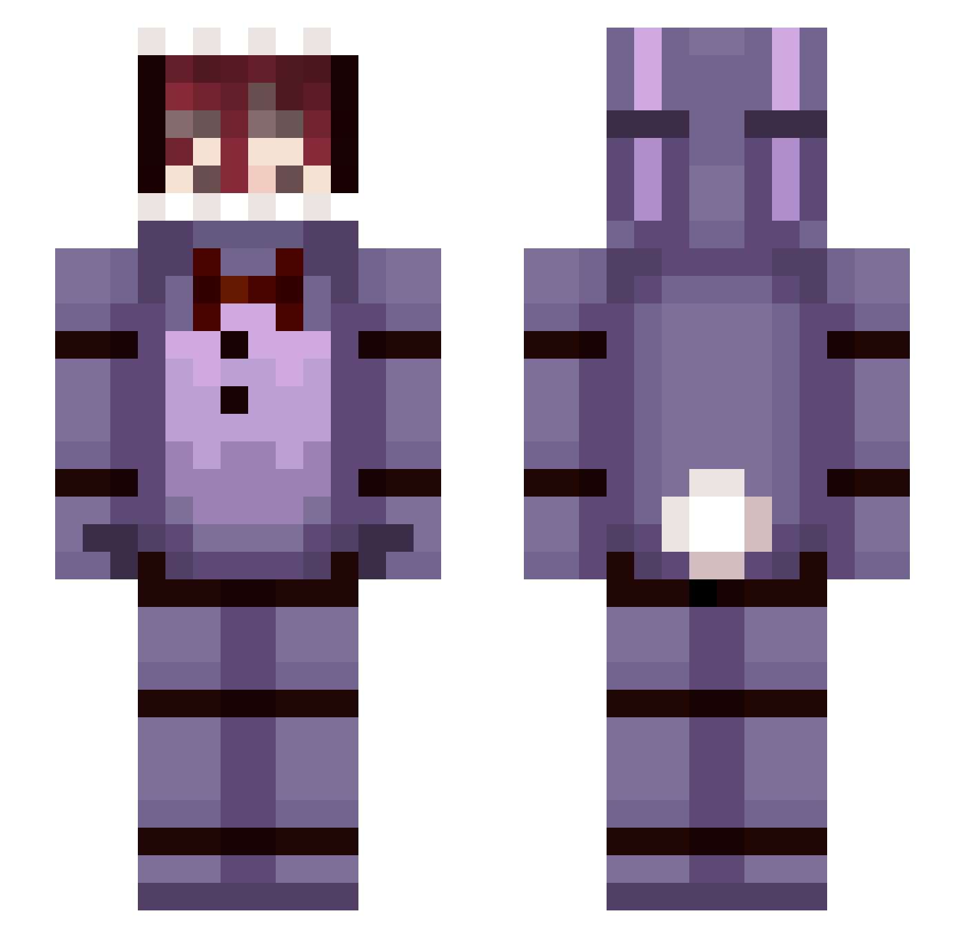 piziko Minecraft skin, front and back view