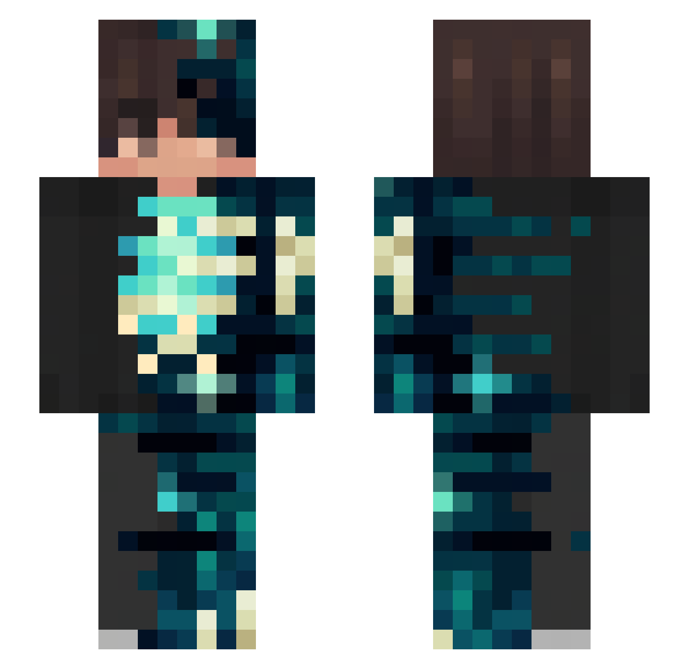 OguriKap Minecraft skin, front and back view