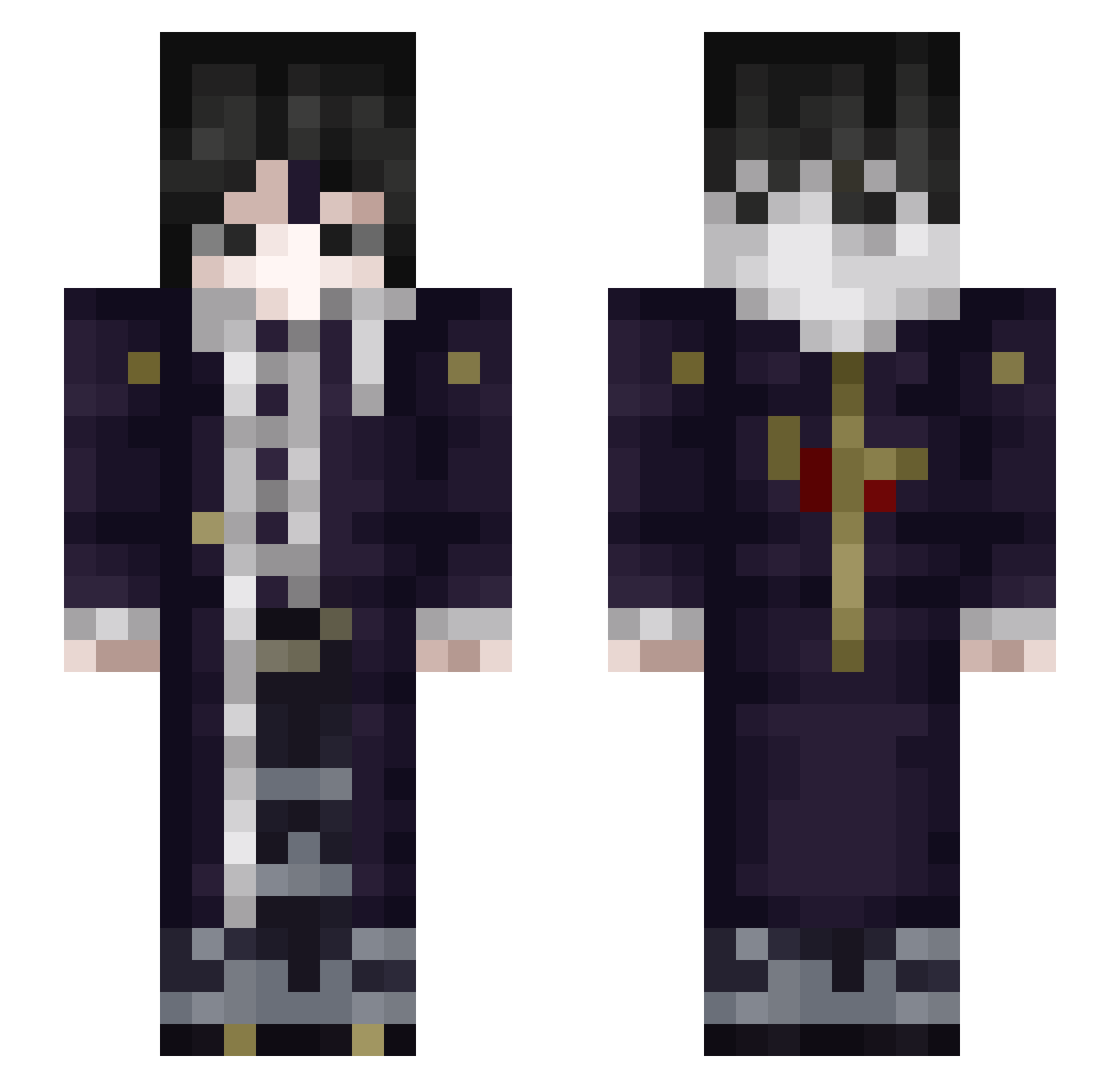 Dzelta Minecraft skin, front and back view