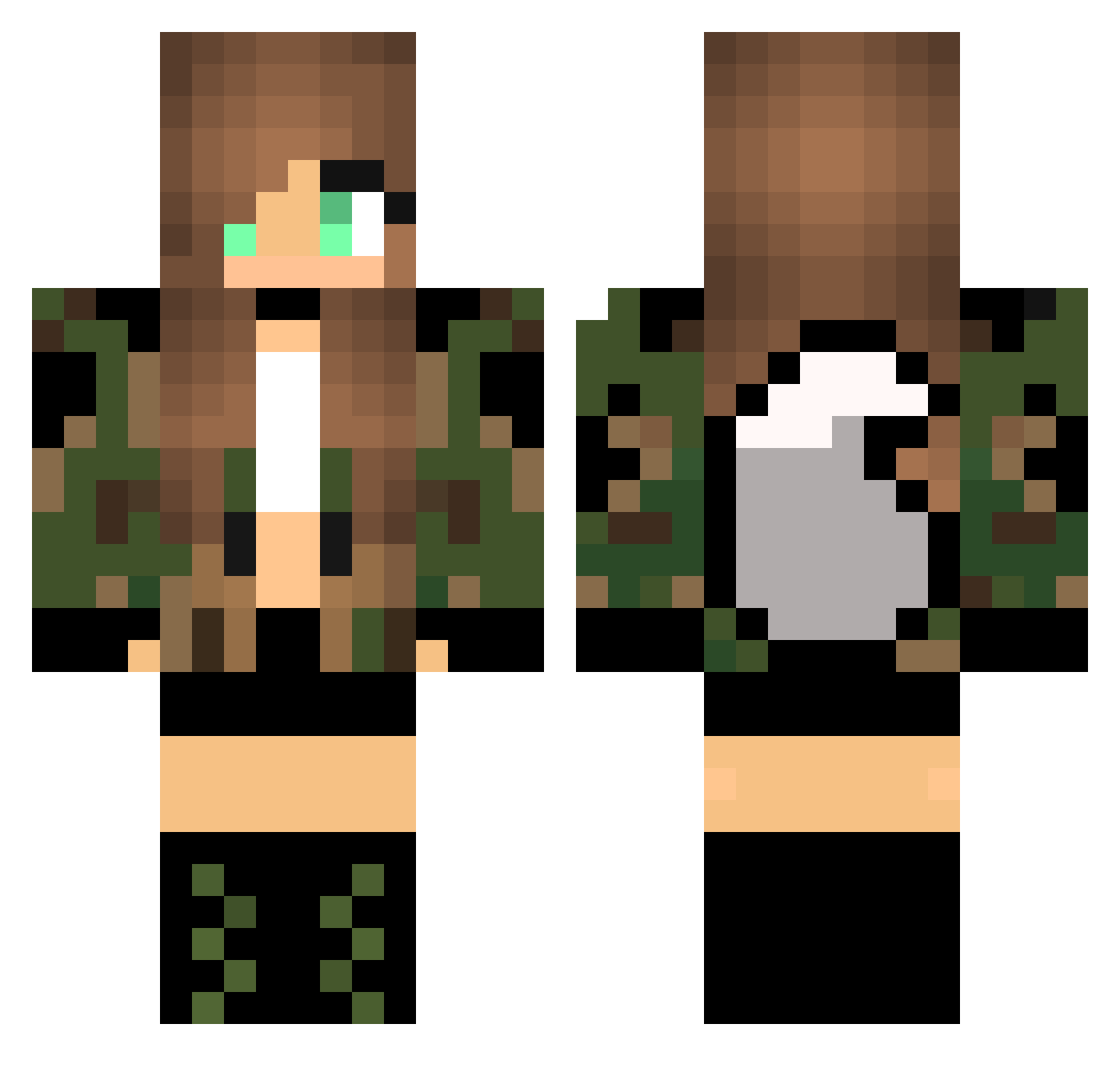 Domanail Minecraft skin, front and back view