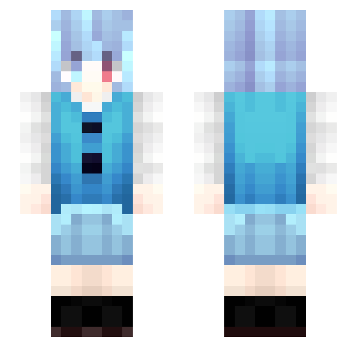 peidouku Minecraft skin, front and back view