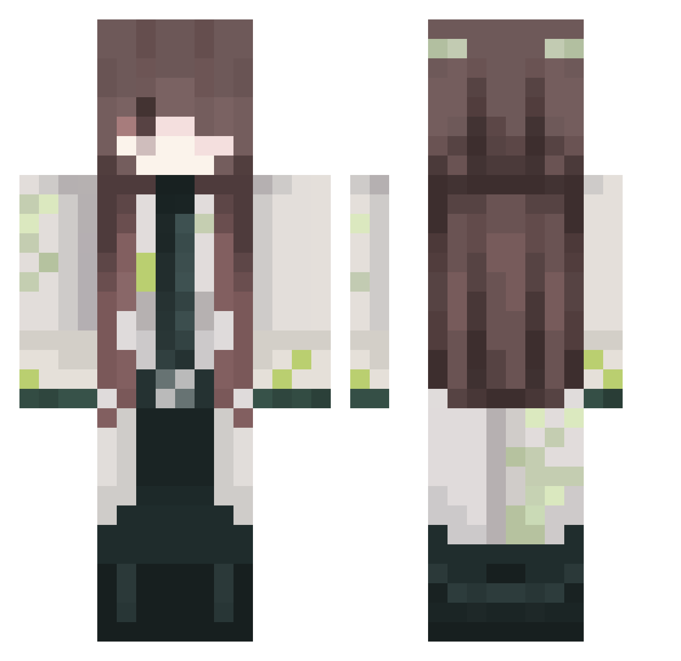 wxpu Minecraft skin, front and back view