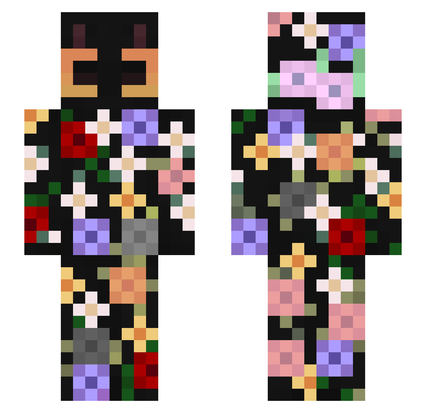 LoknessMonster Minecraft skin, front and back view