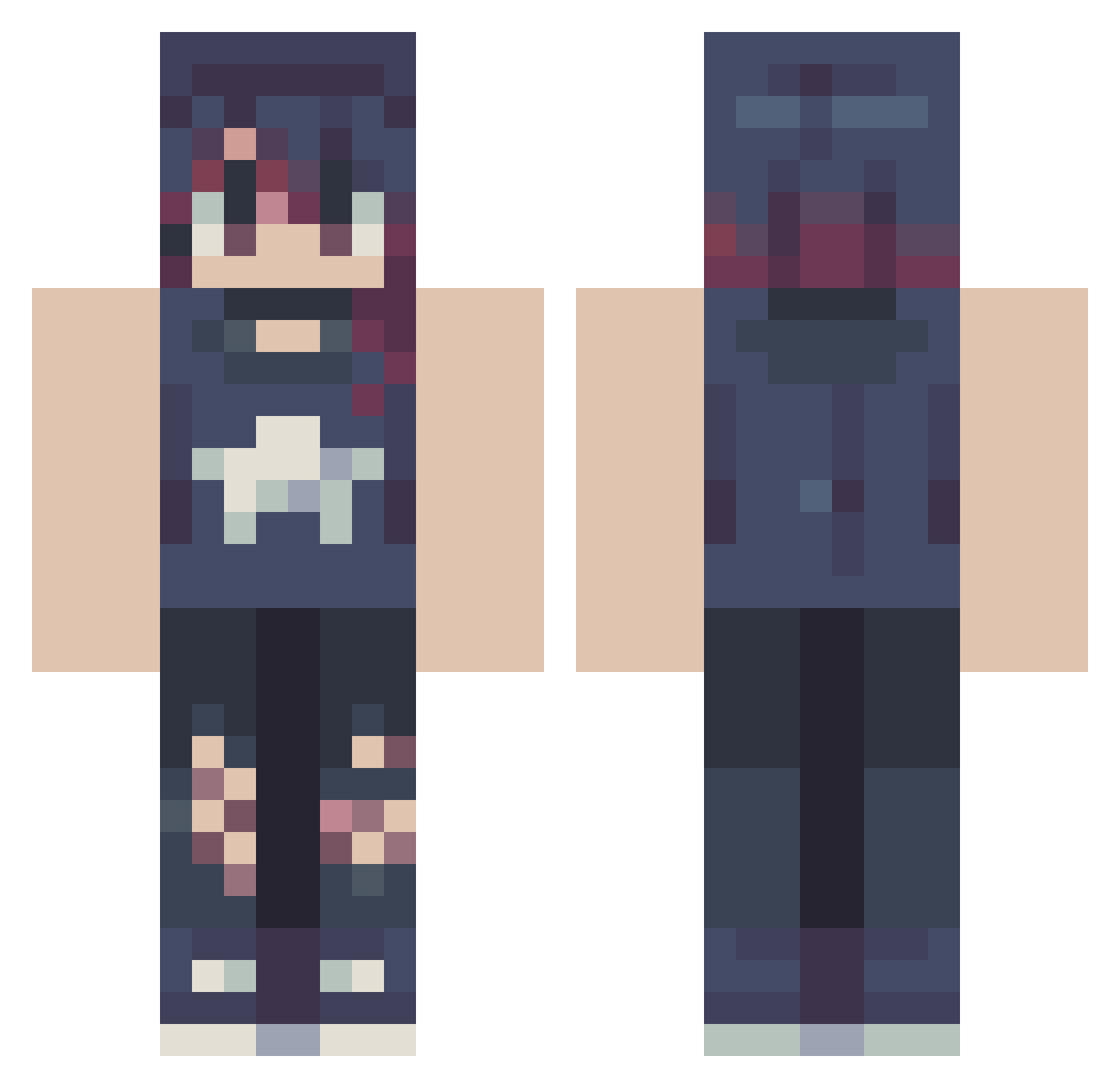 Rizztox Minecraft skin, front and back view