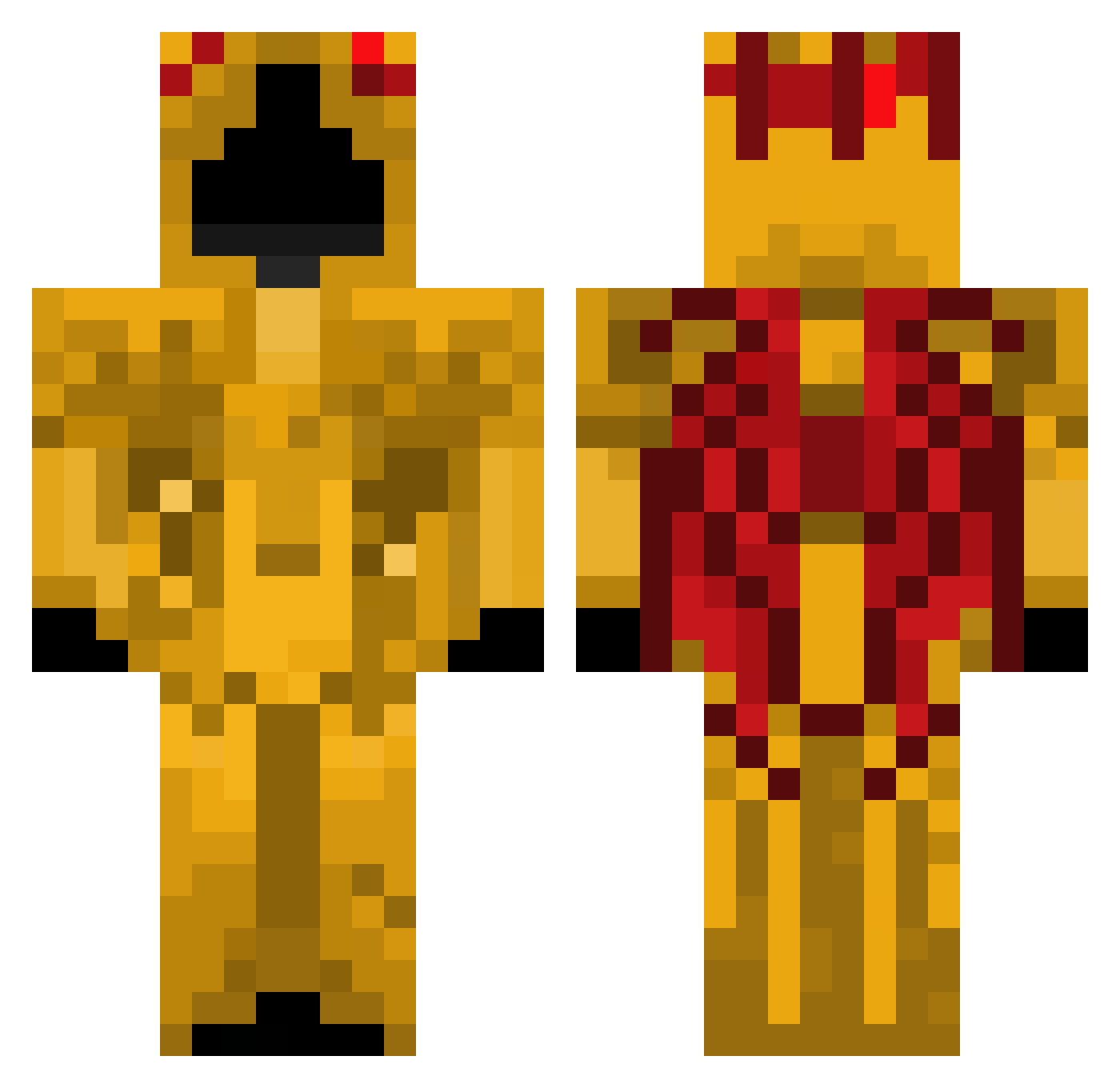 TVXD Minecraft skin, front and back view