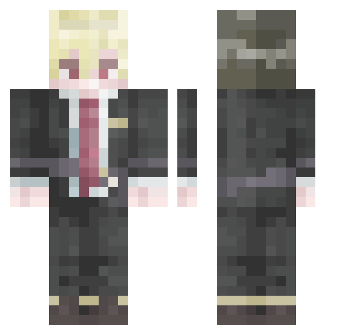 weegees Minecraft skin, front and back view