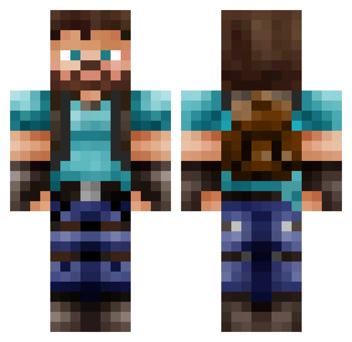 ShockCL Minecraft skin, front and back view