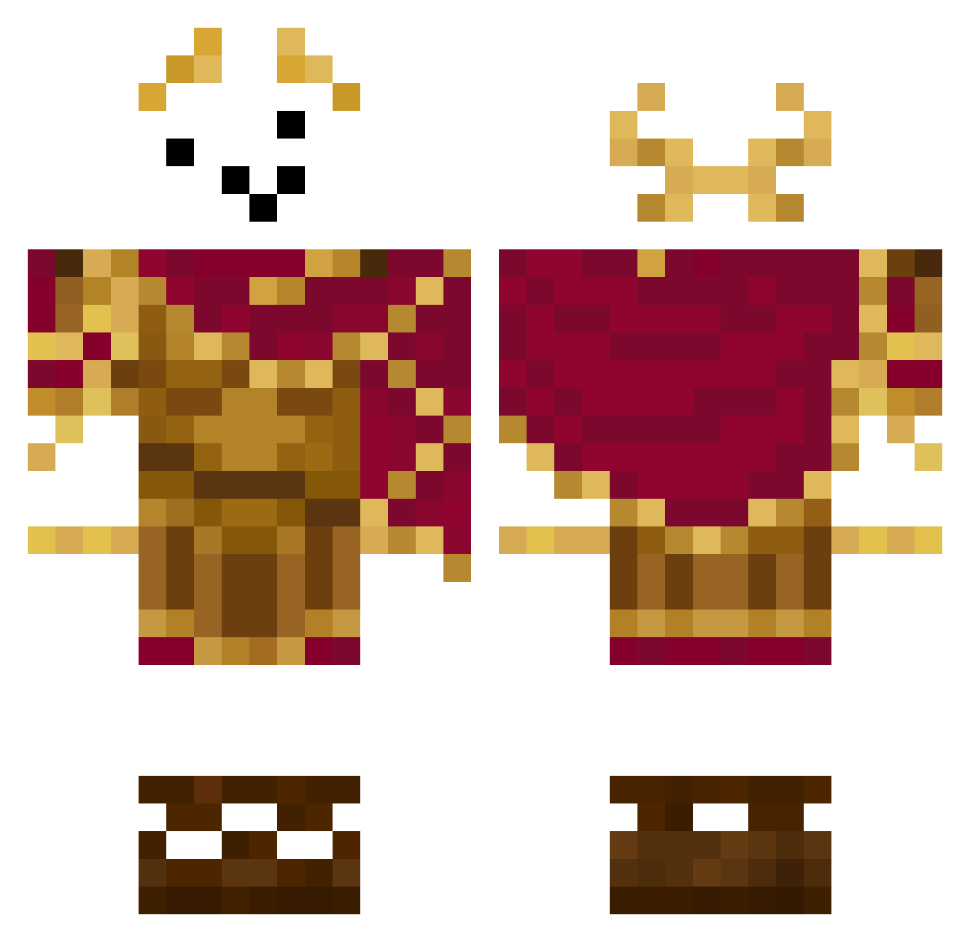 Squabbly Minecraft skin, front and back view