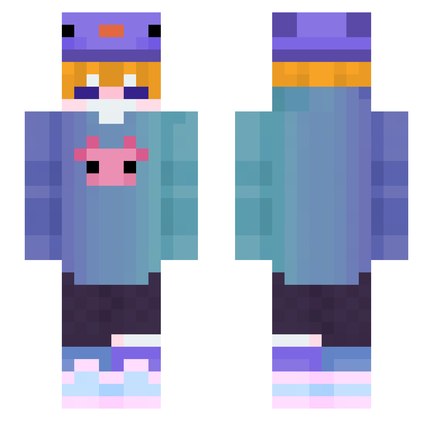 Hitoruu Minecraft skin, front and back view