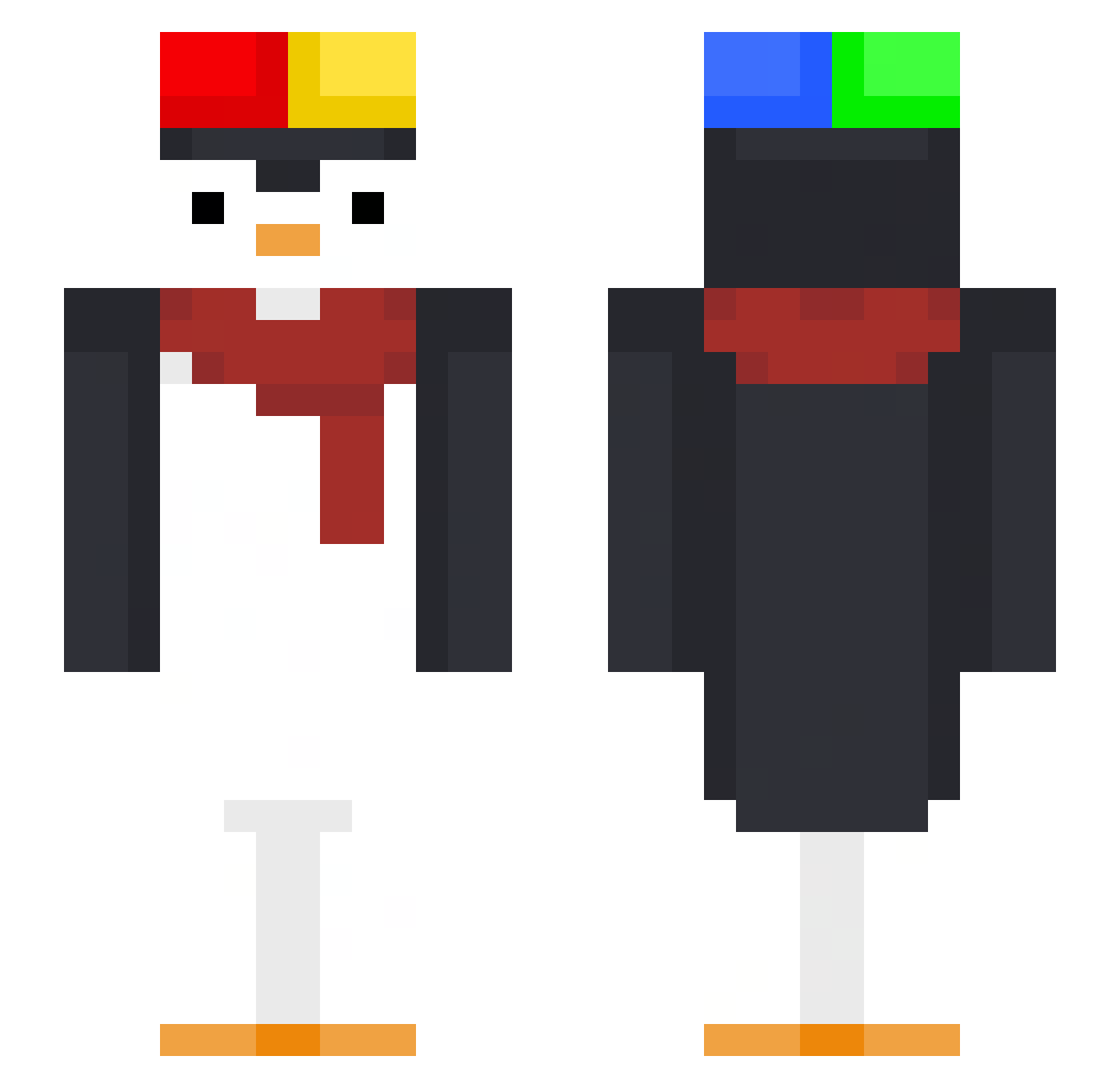 pingvinuk Minecraft skin, front and back view