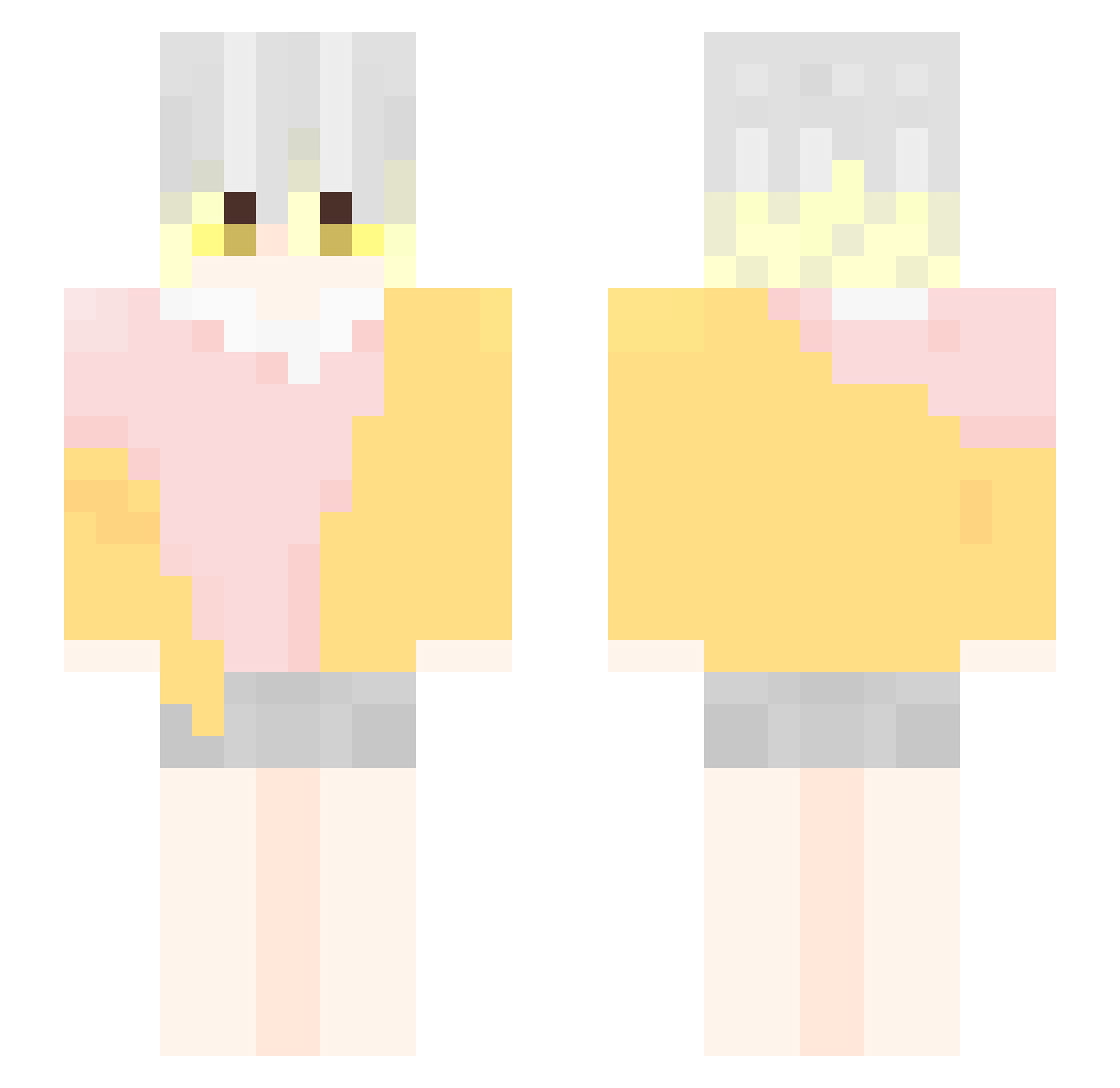 UncastedYZX Minecraft skin, front and back view