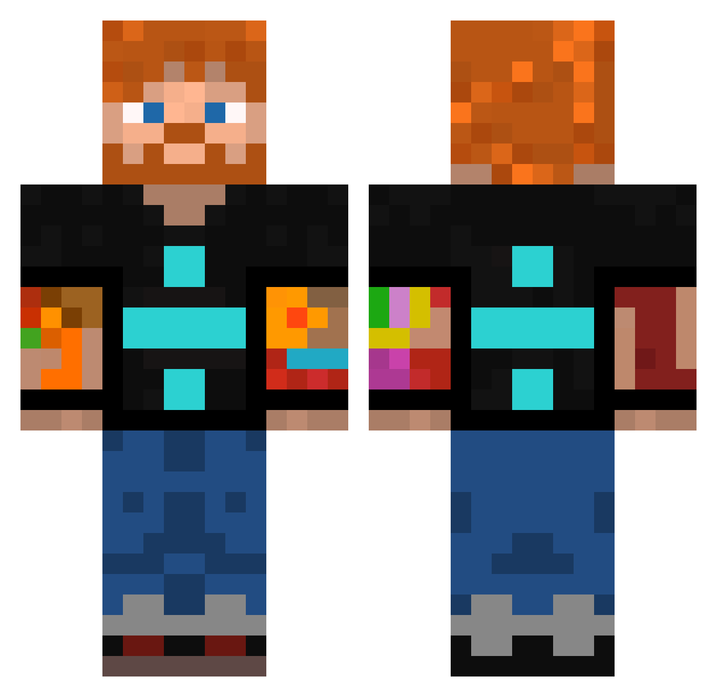 q_adam Minecraft skin, front and back view
