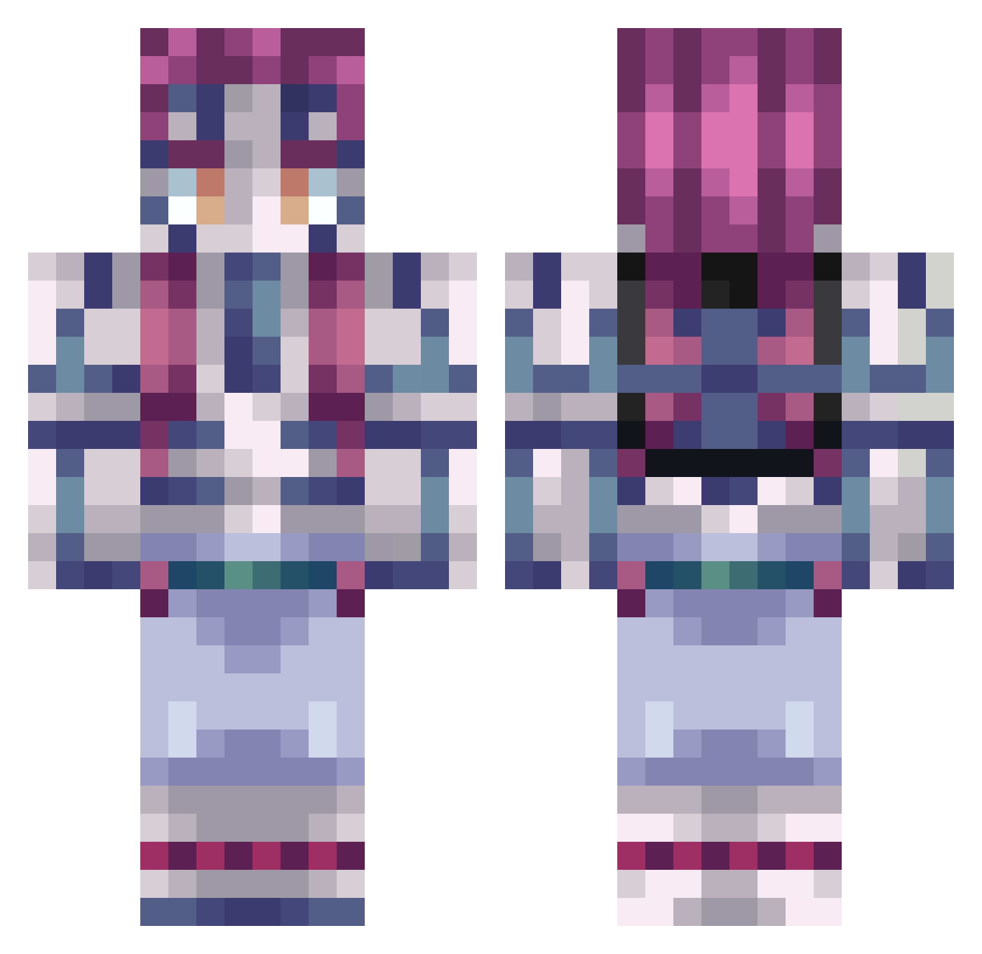 nirdap Minecraft skin, front and back view