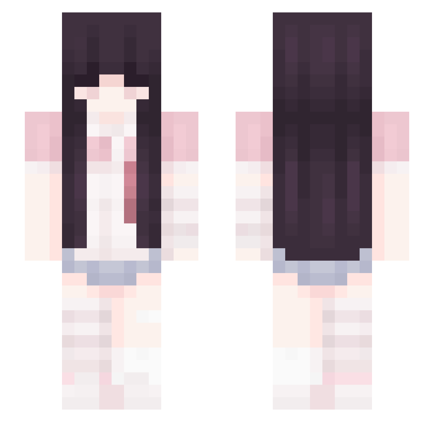 MiddleChick Minecraft skin, front and back view