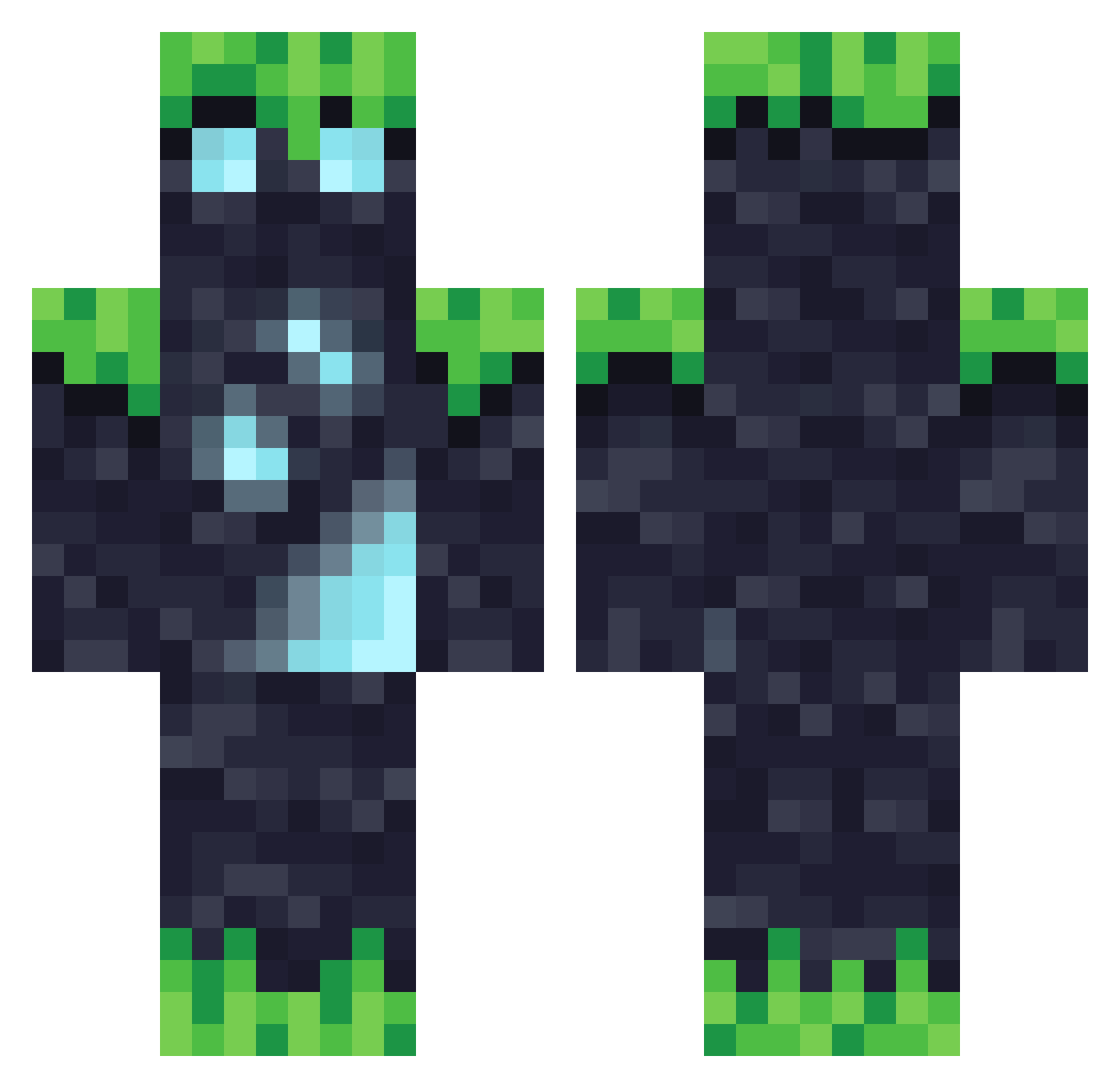 FlyPly Minecraft skin, front and back view