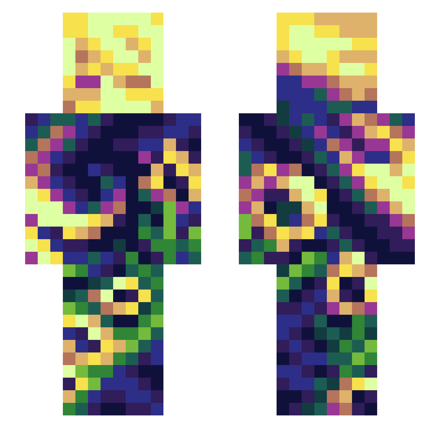 zykn Minecraft skin, front and back view