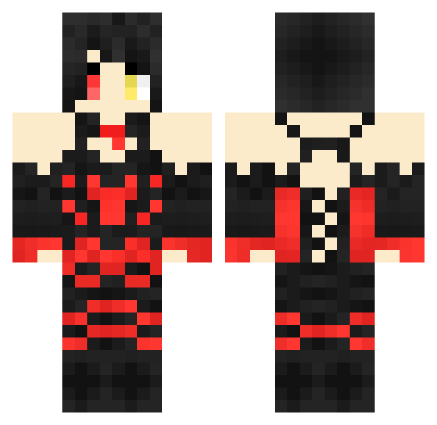 xasy Minecraft skin, front and back view