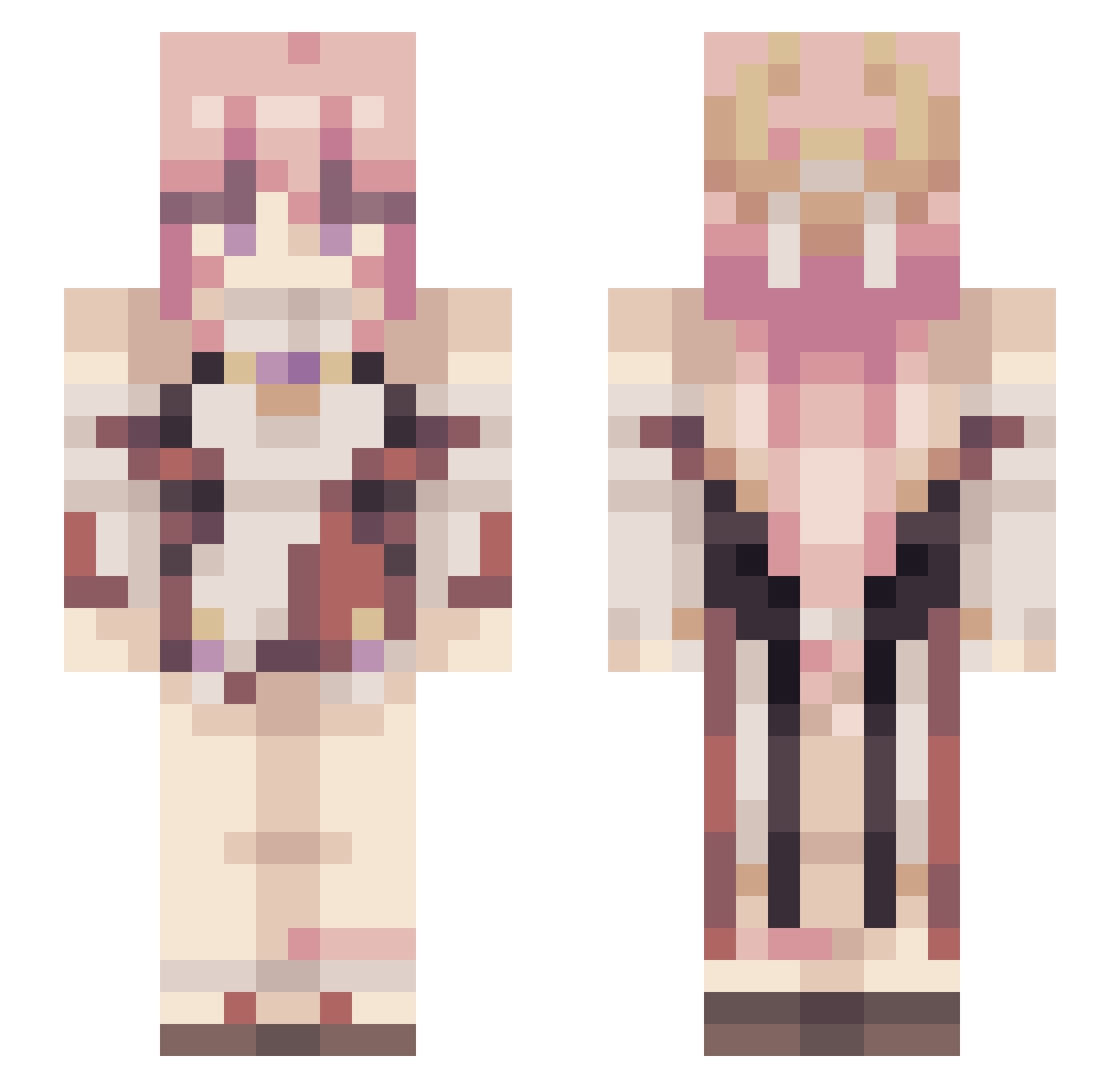 NukoTako Minecraft skin, front and back view